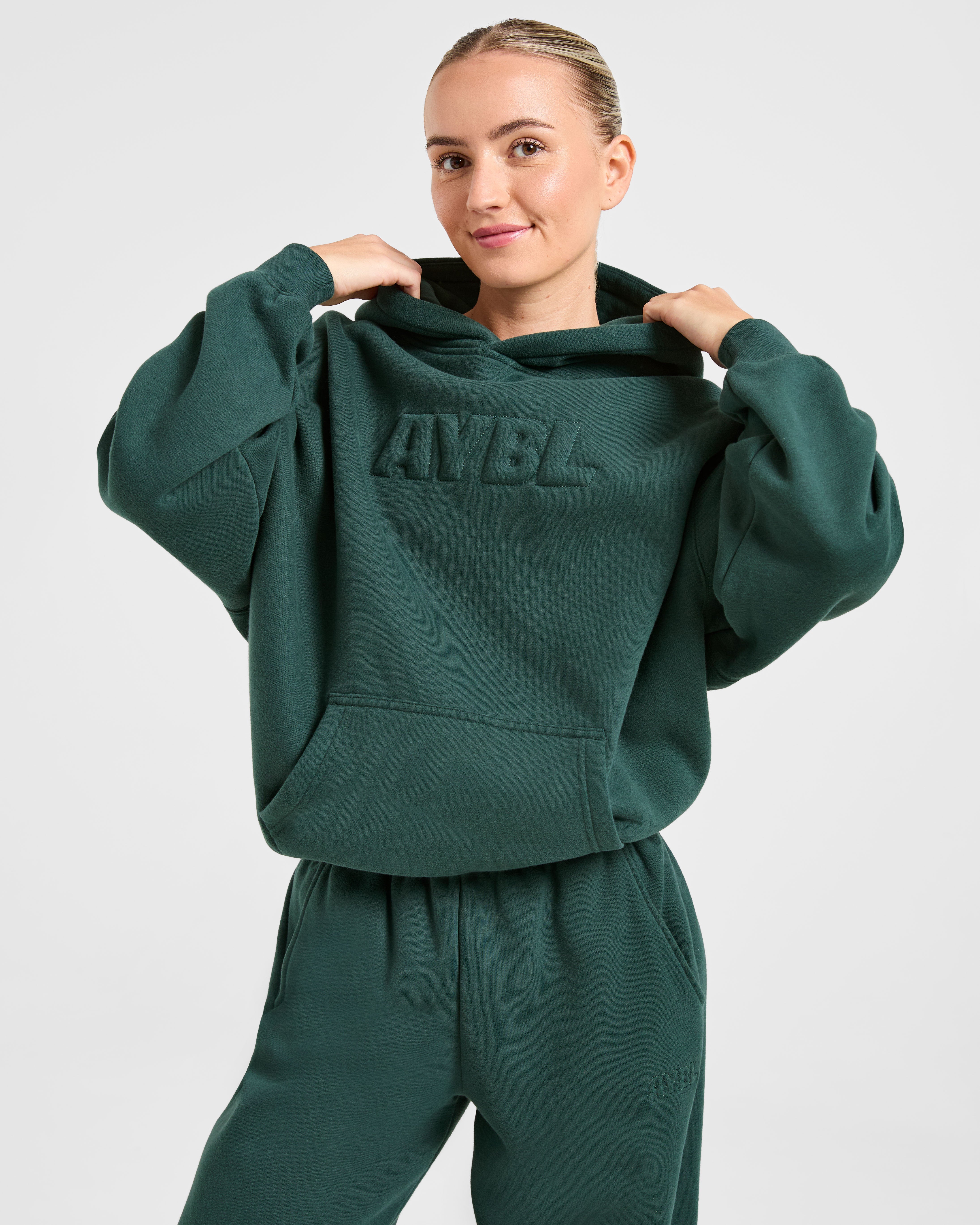 Classic Plush Oversized Hoodie - Pine Green