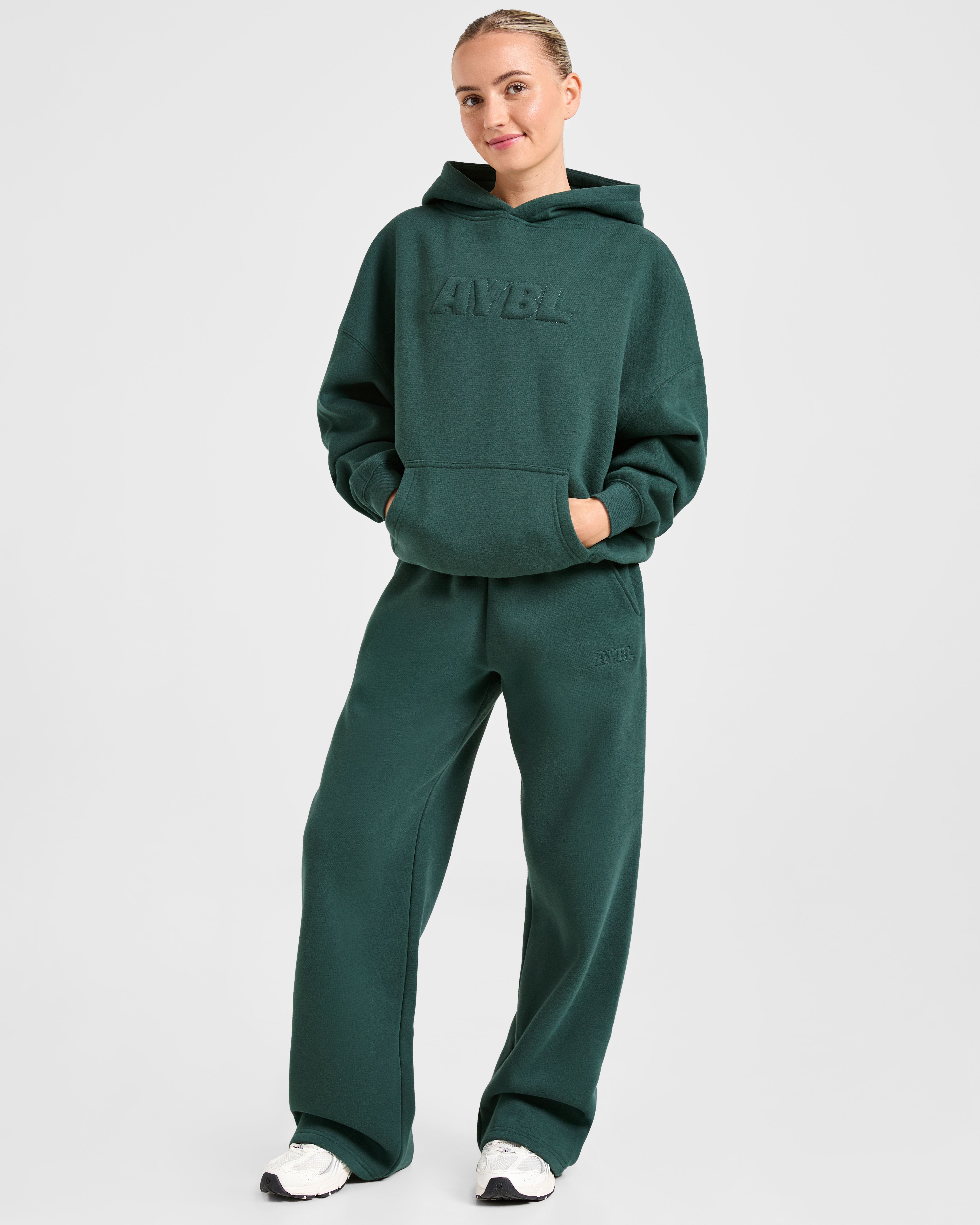 Classic Plush Oversized Hoodie - Pine Green