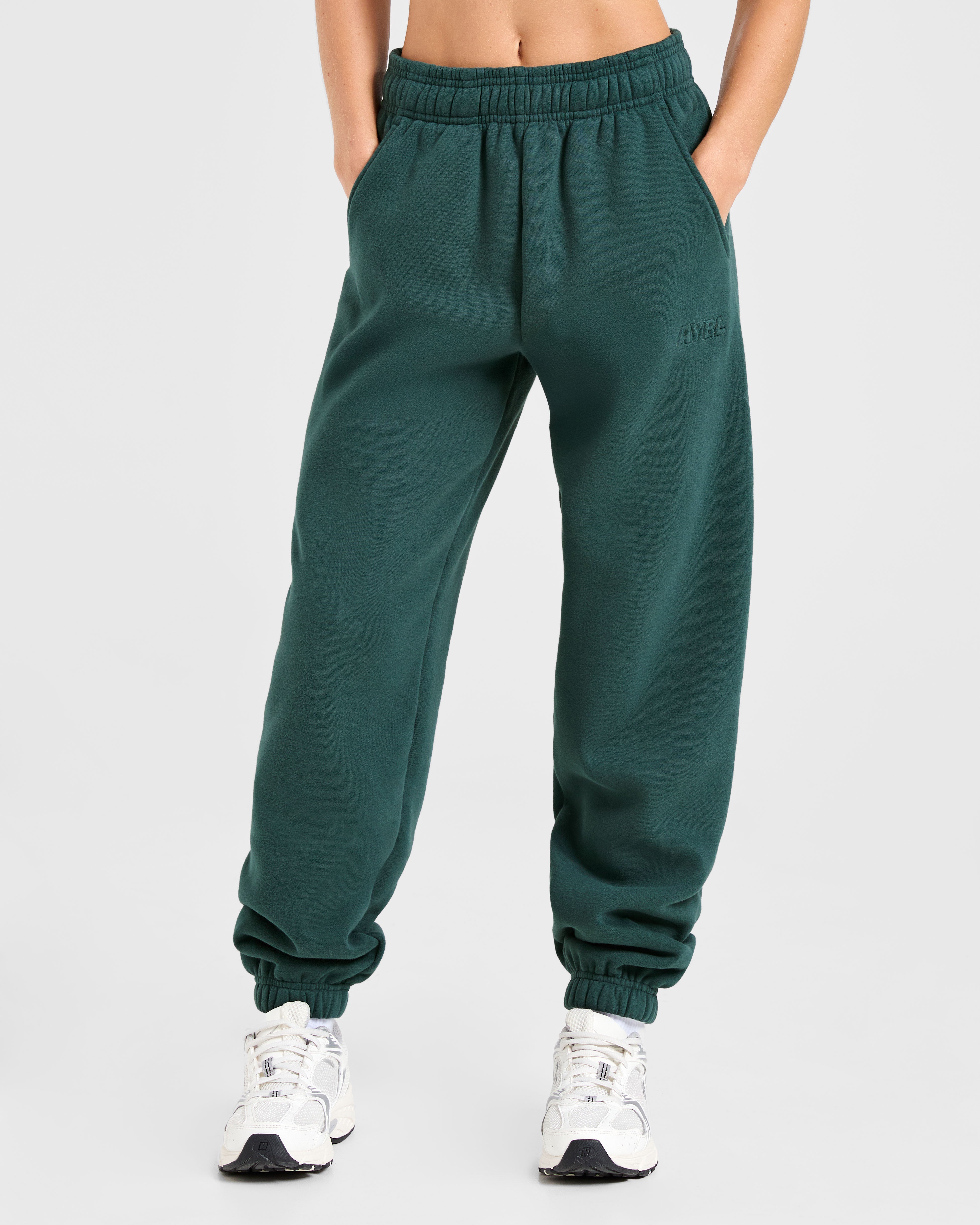Classic Plush Oversized Joggers - Pine Green
