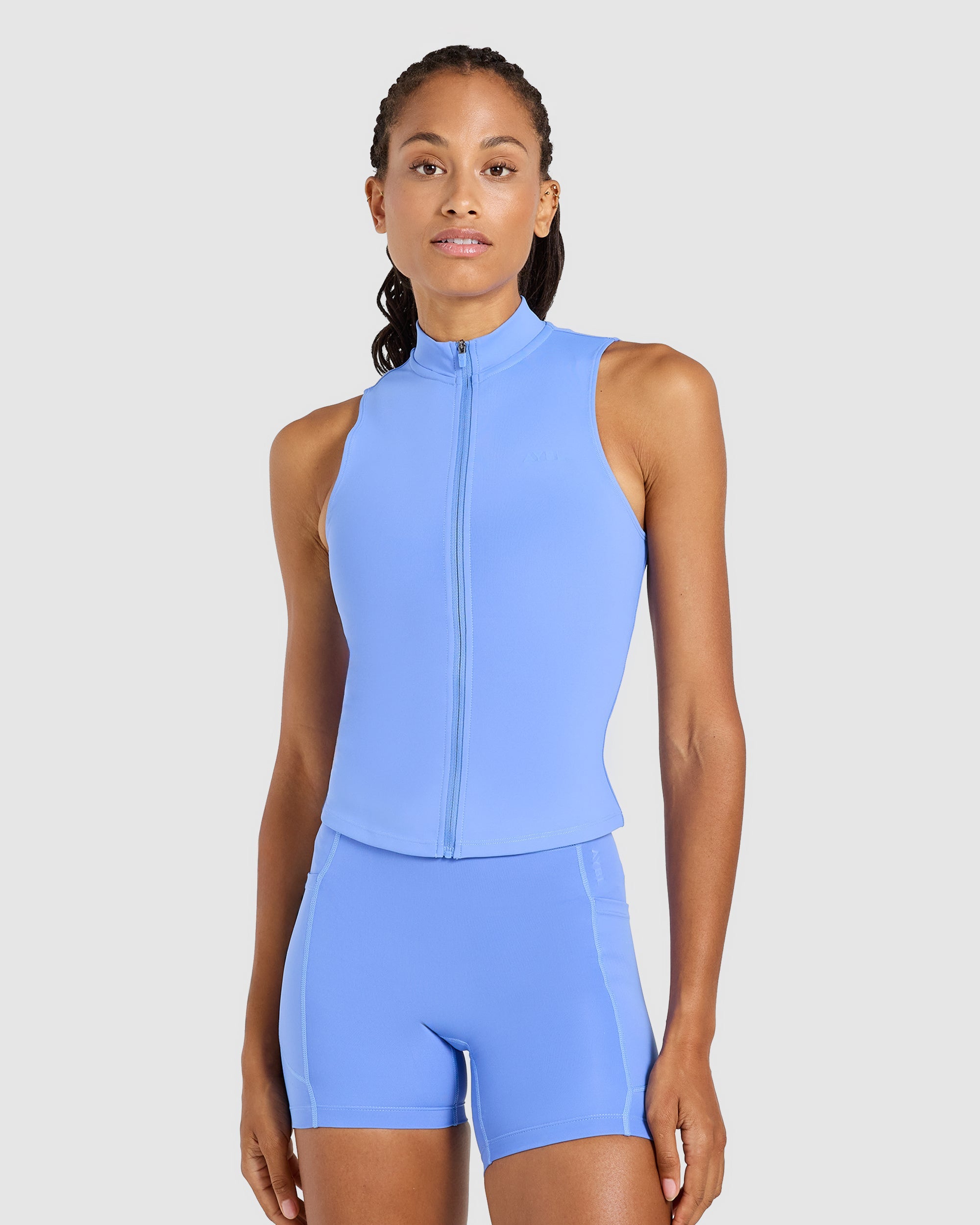 Run Sleeveless Zip Up Jacket - White