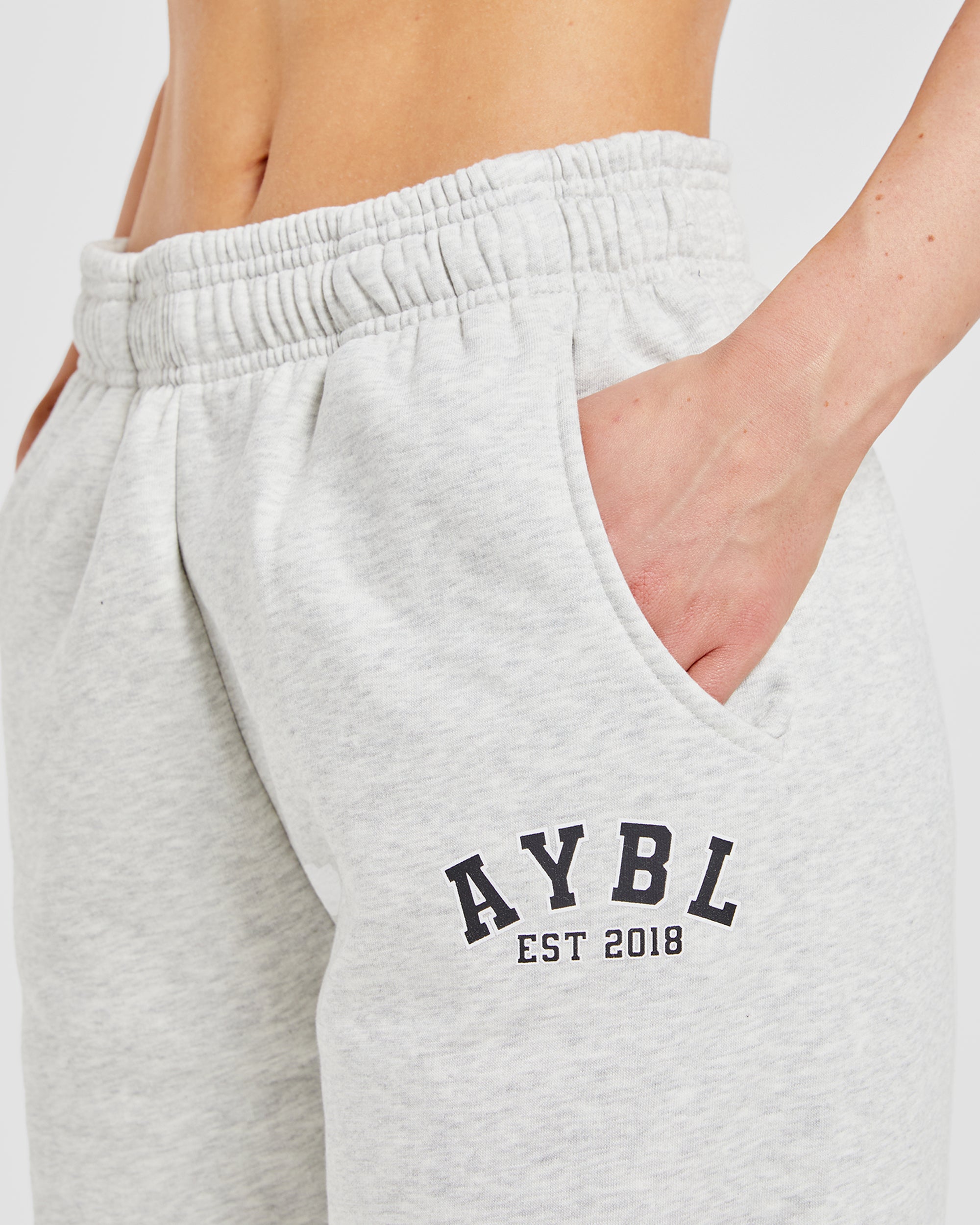 Varsity Graphic Oversized Joggers - Grey Marl