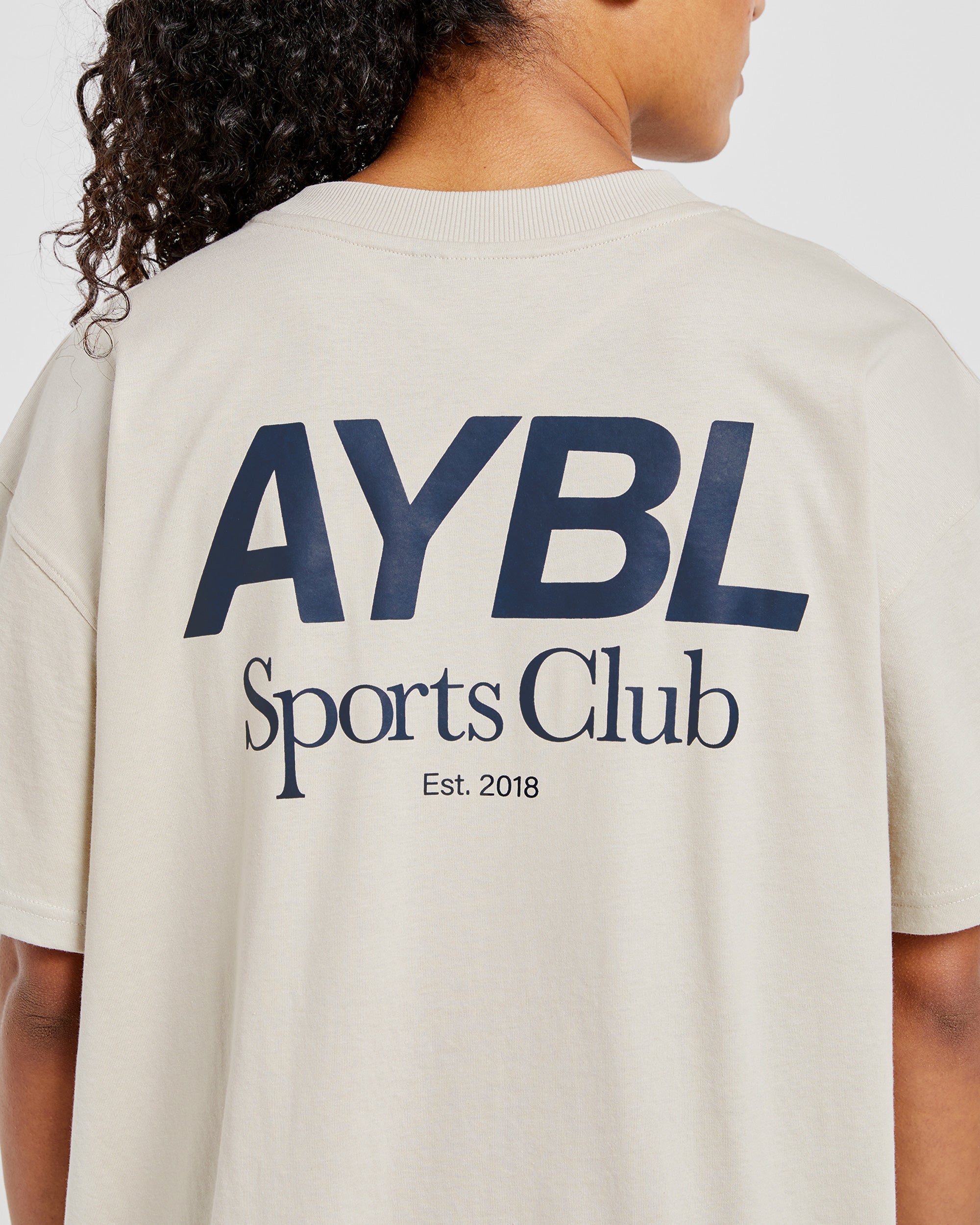 AYBL Sports Club Oversized T Shirt - Sand/Navy