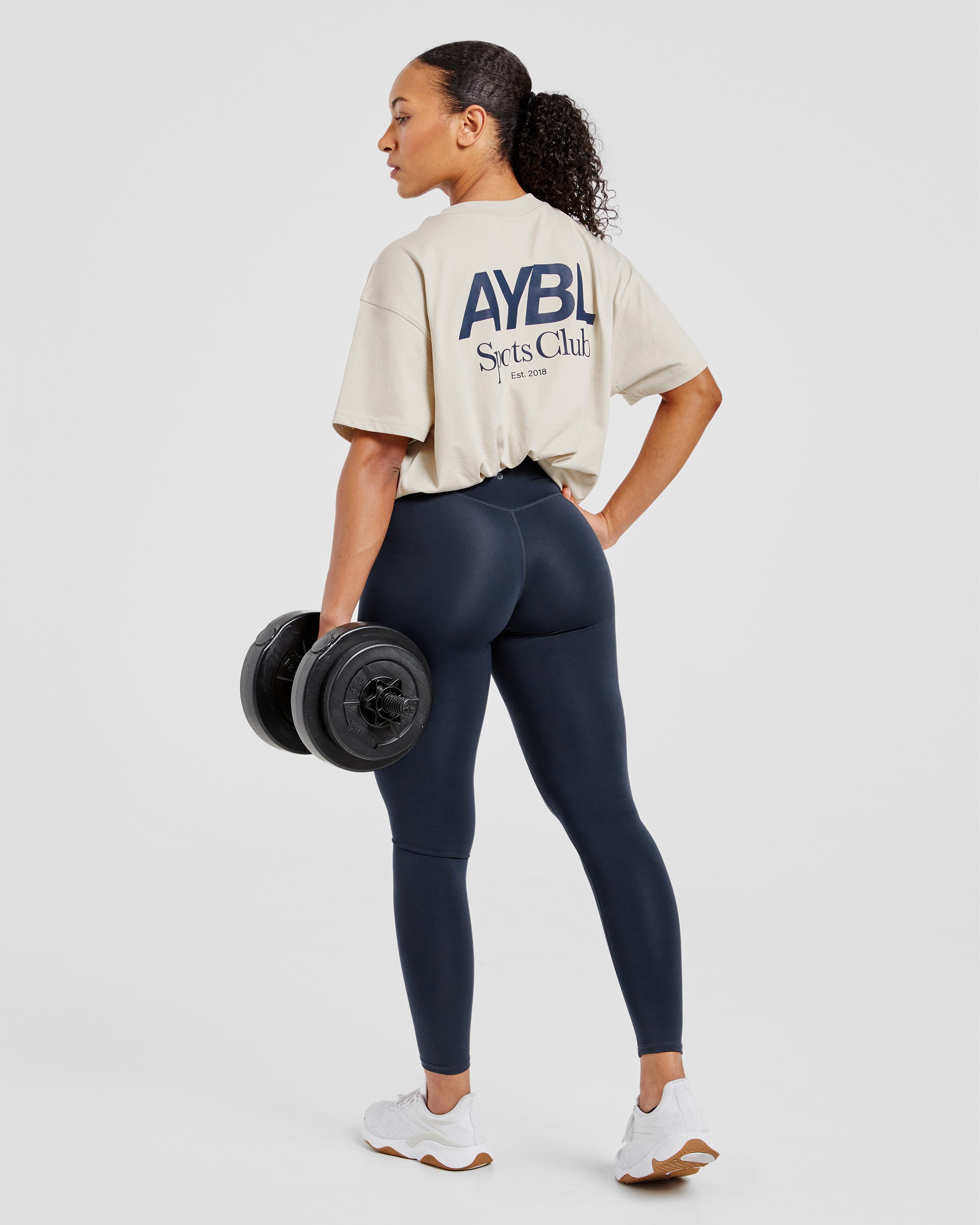 AYBL Sports Club Oversized T Shirt - Sand/Navy