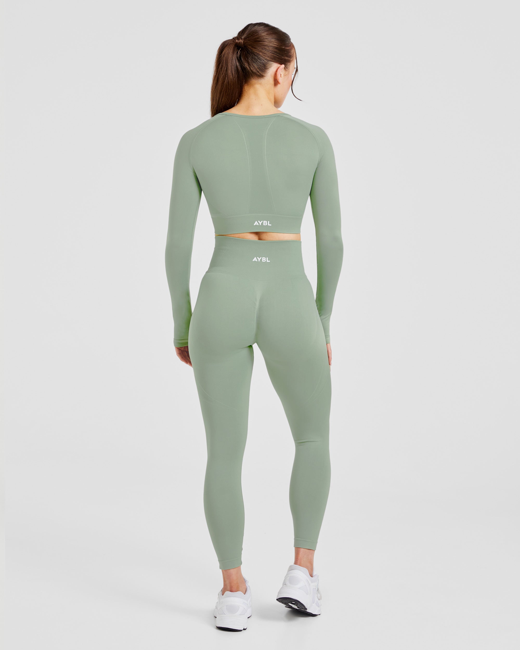 Empower Seamless Long Sleeve Crop Top - Grove Green