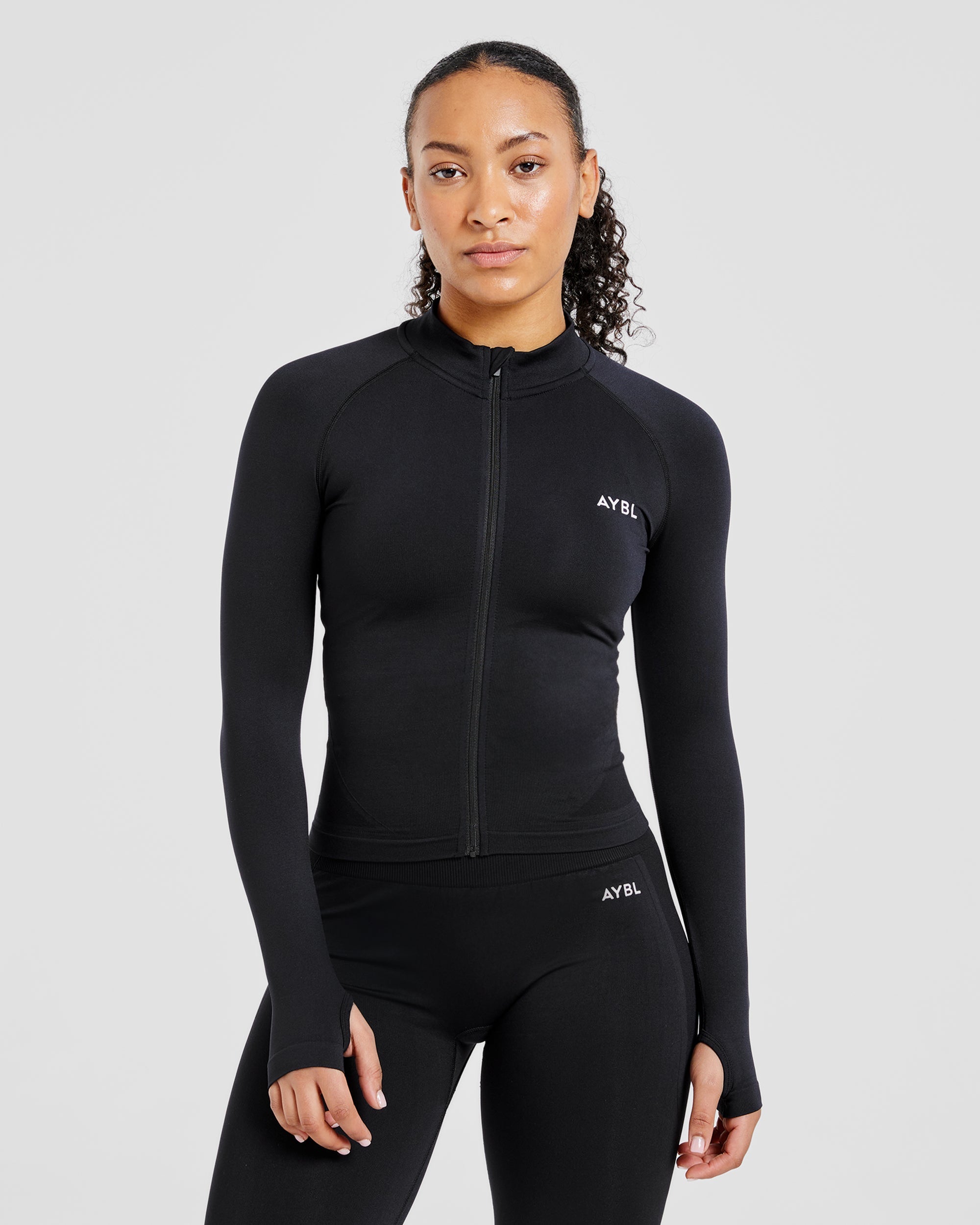 Empower Seamless Full Zip Jacket - Black