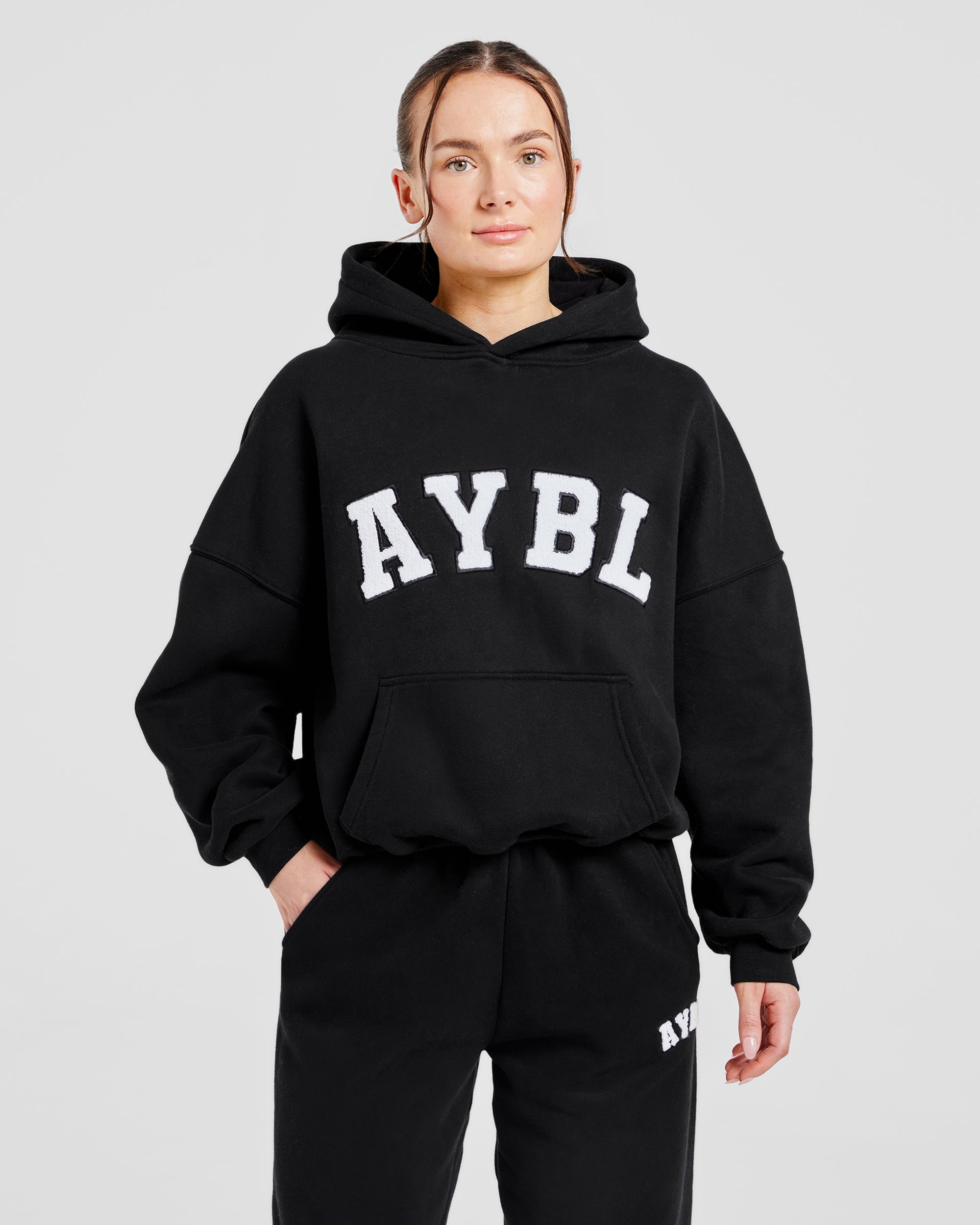 Varsity Oversized Hoodie - Black