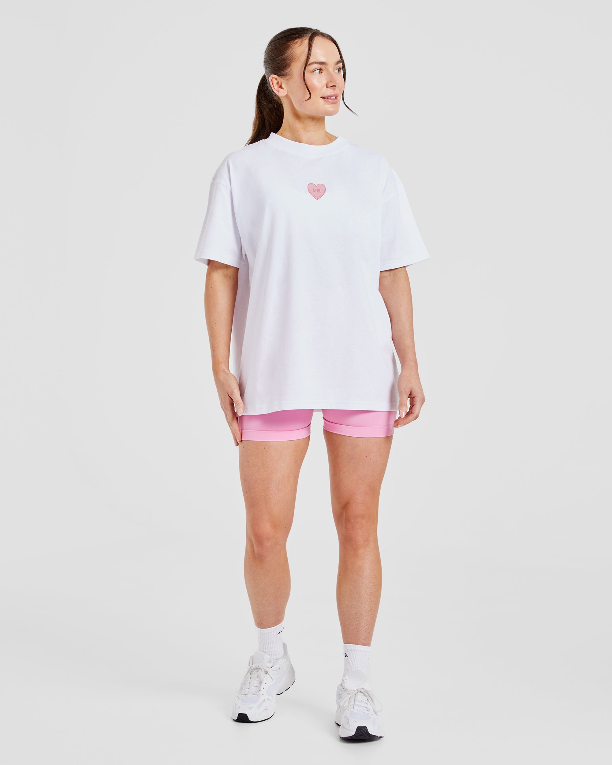 Love Hearts Oversized T Shirt - White