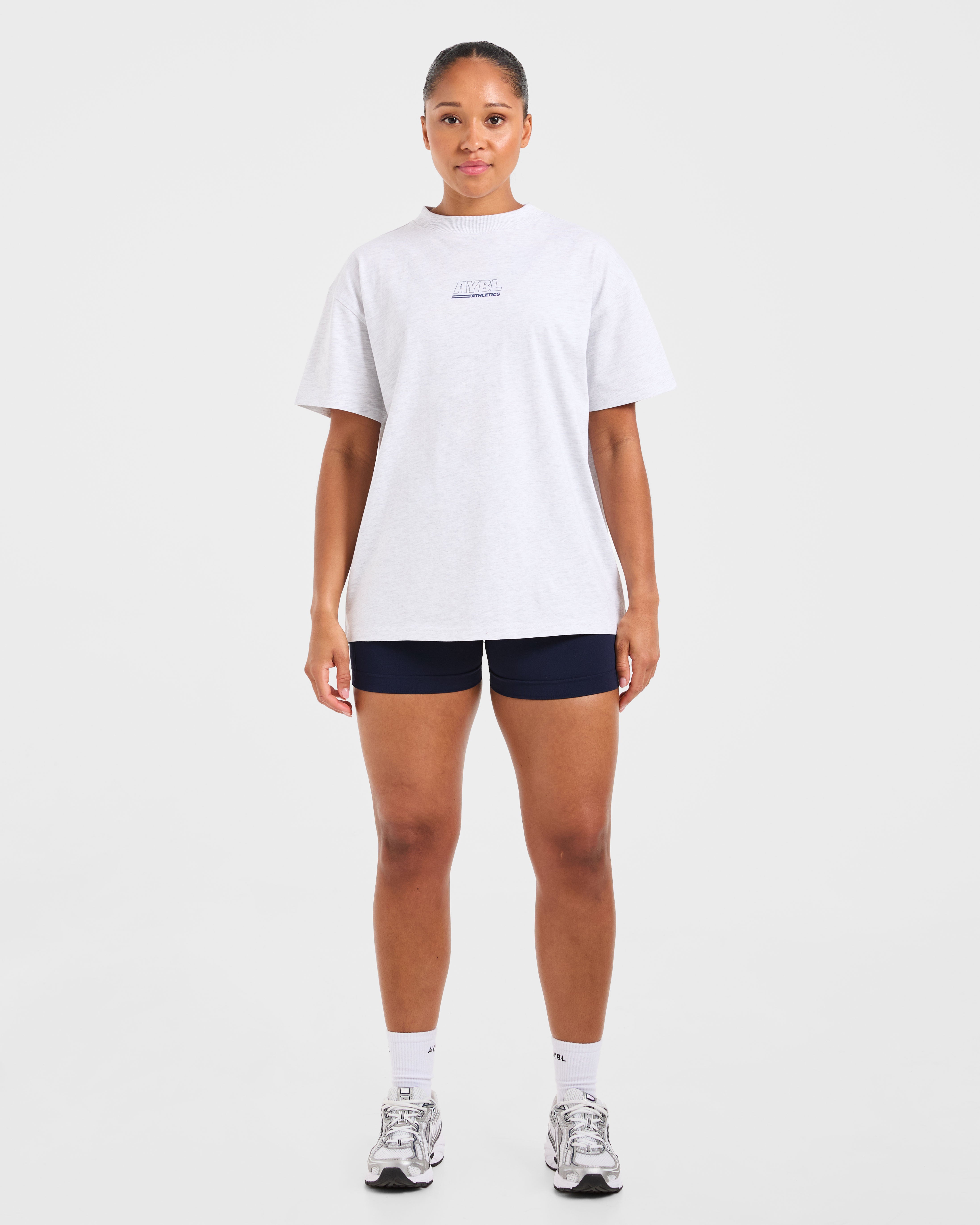 Athletics Track Oversized T Shirt - Heather Grey/Navy