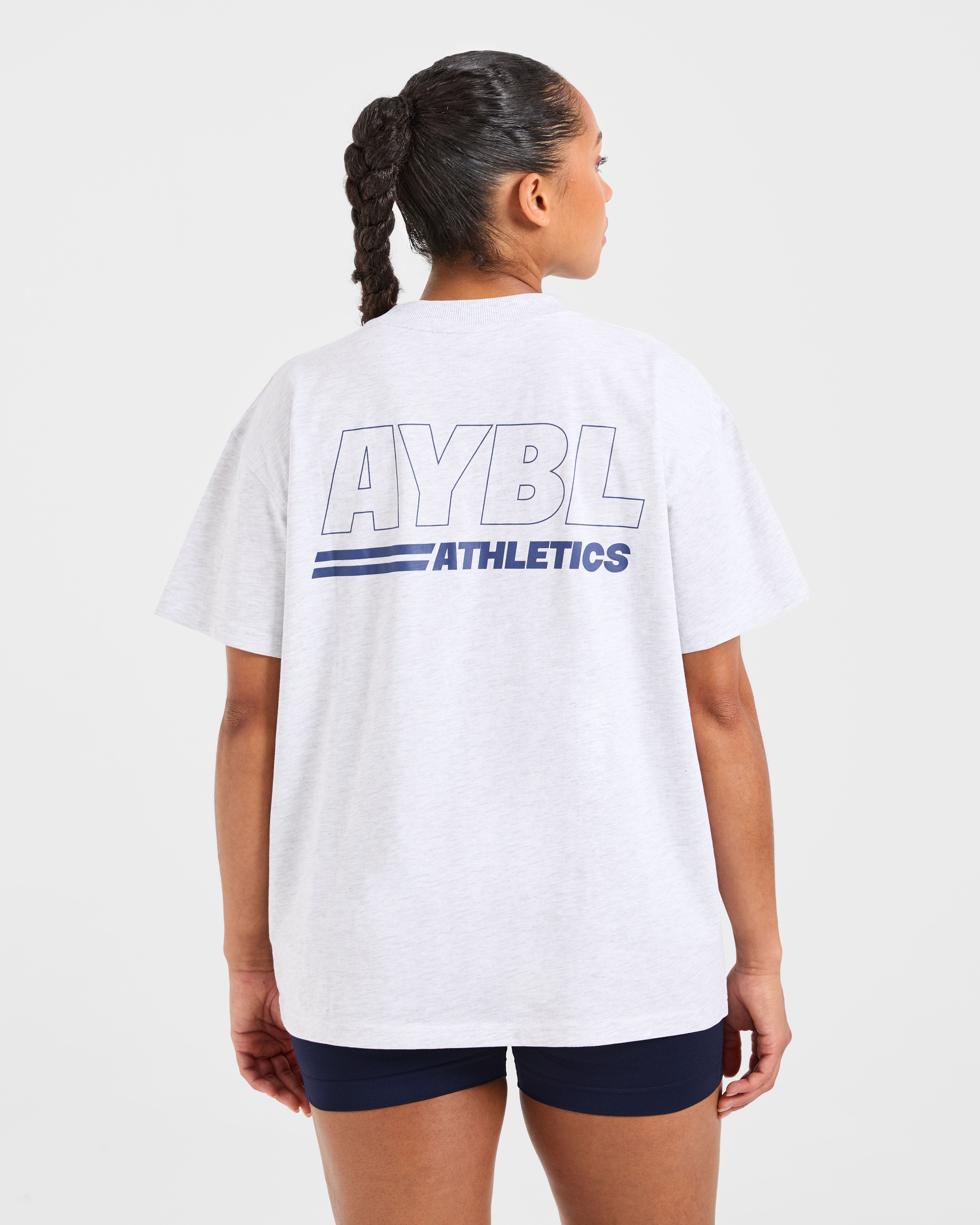 Athletics Track Oversized T Shirt - Heather Grey/Navy