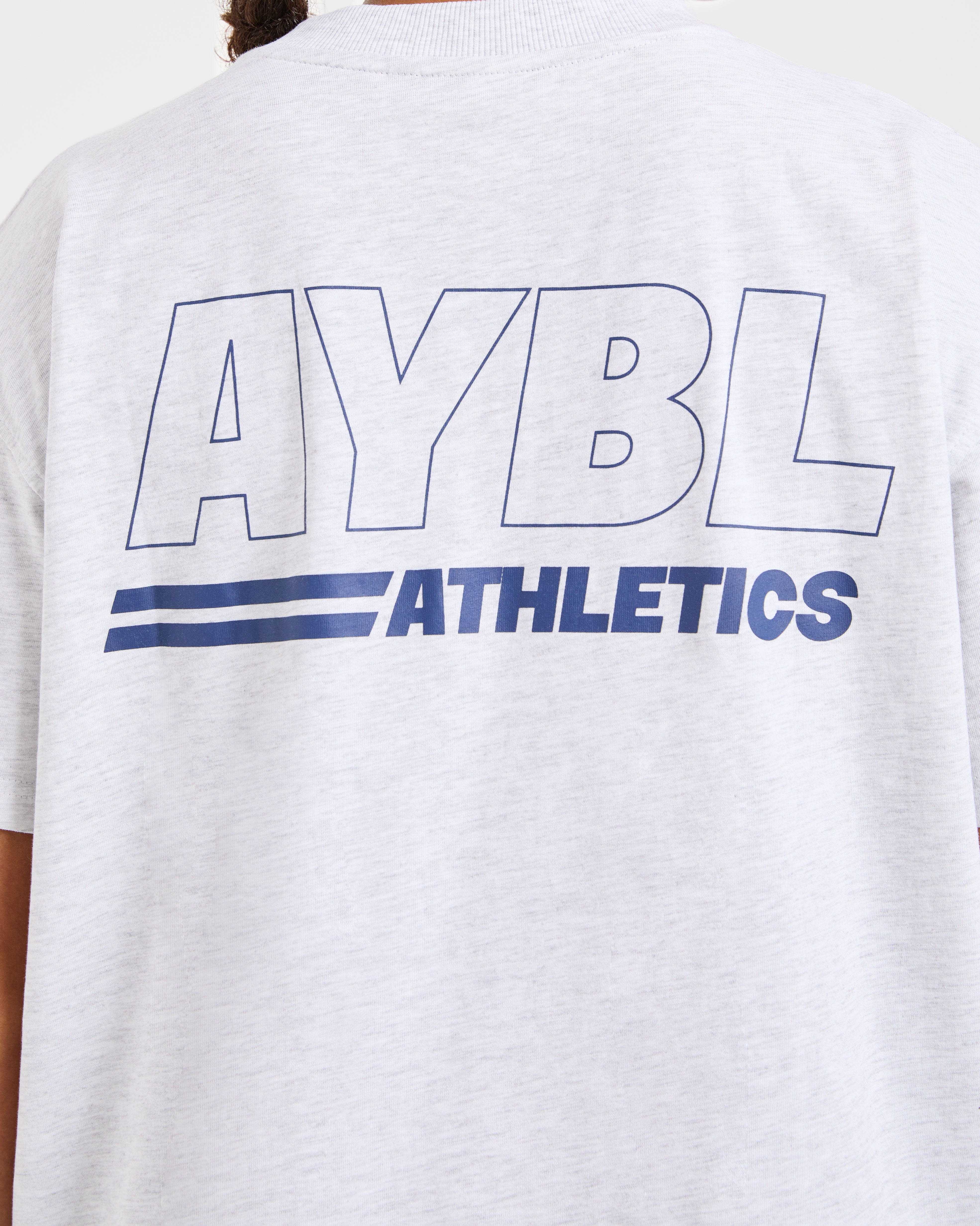 Athletics Track Oversized T Shirt - Heather Grey/Navy