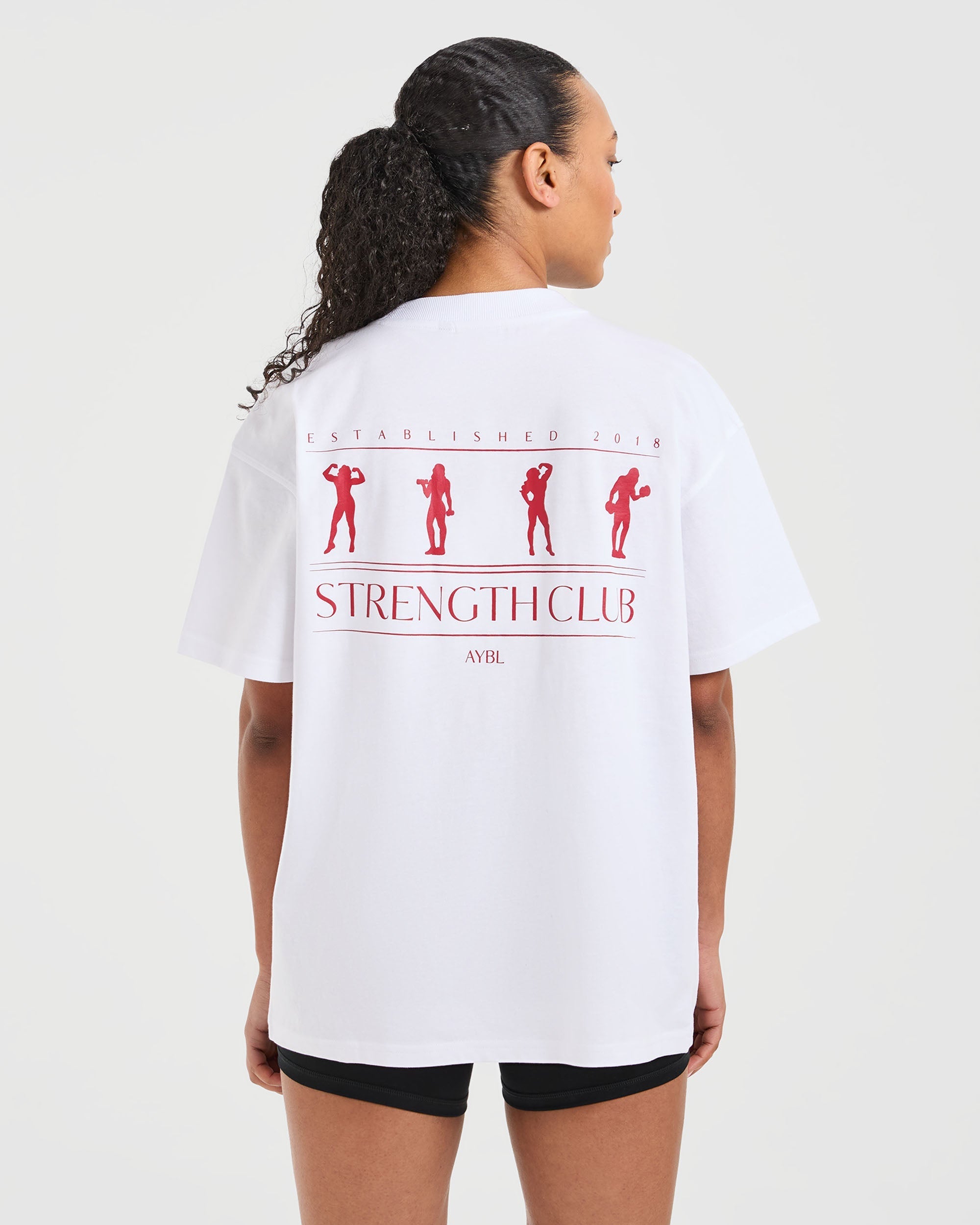 Strength Club Oversized T Shirt - White/Red