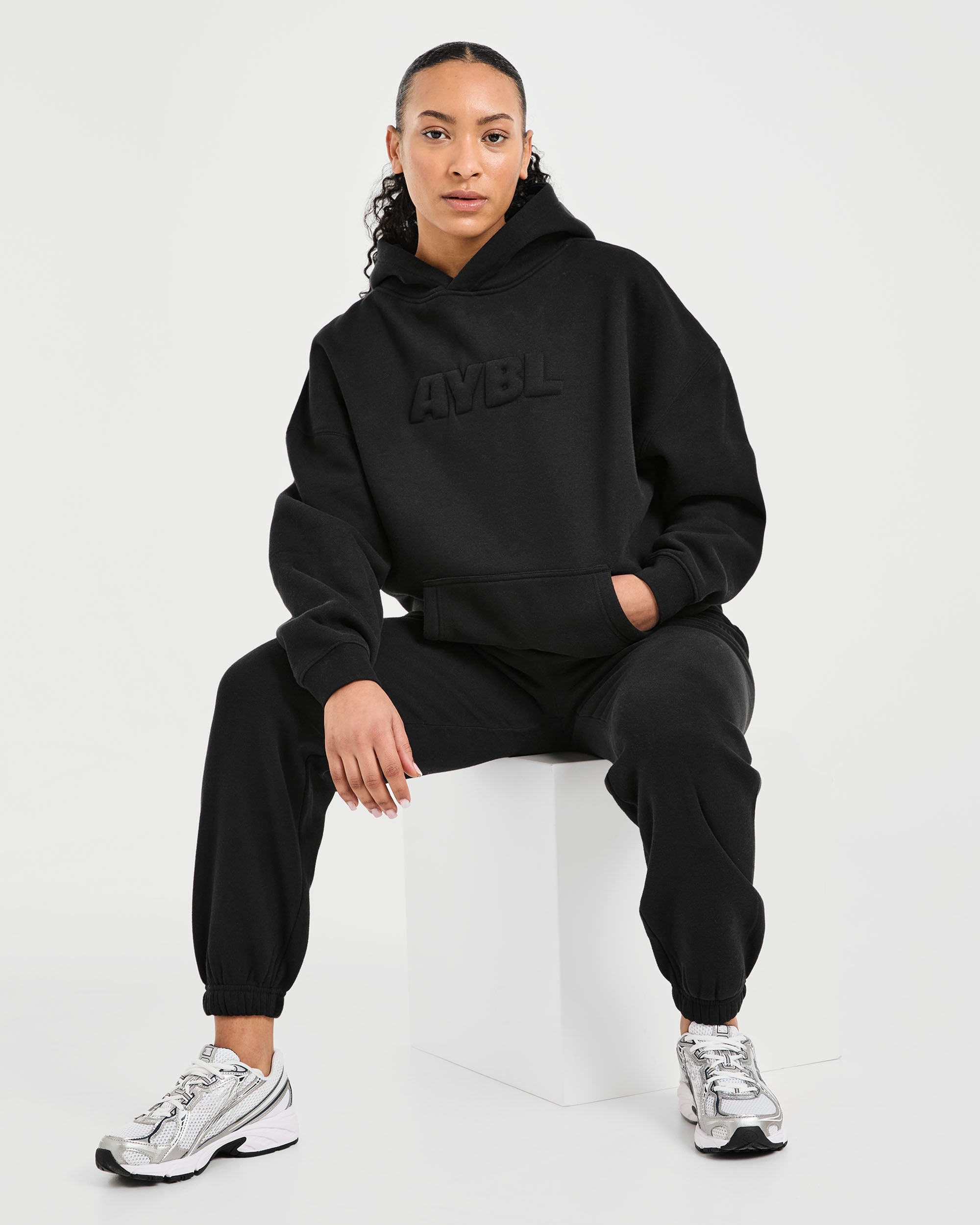 Classic Plush Oversized Hoodie - Black