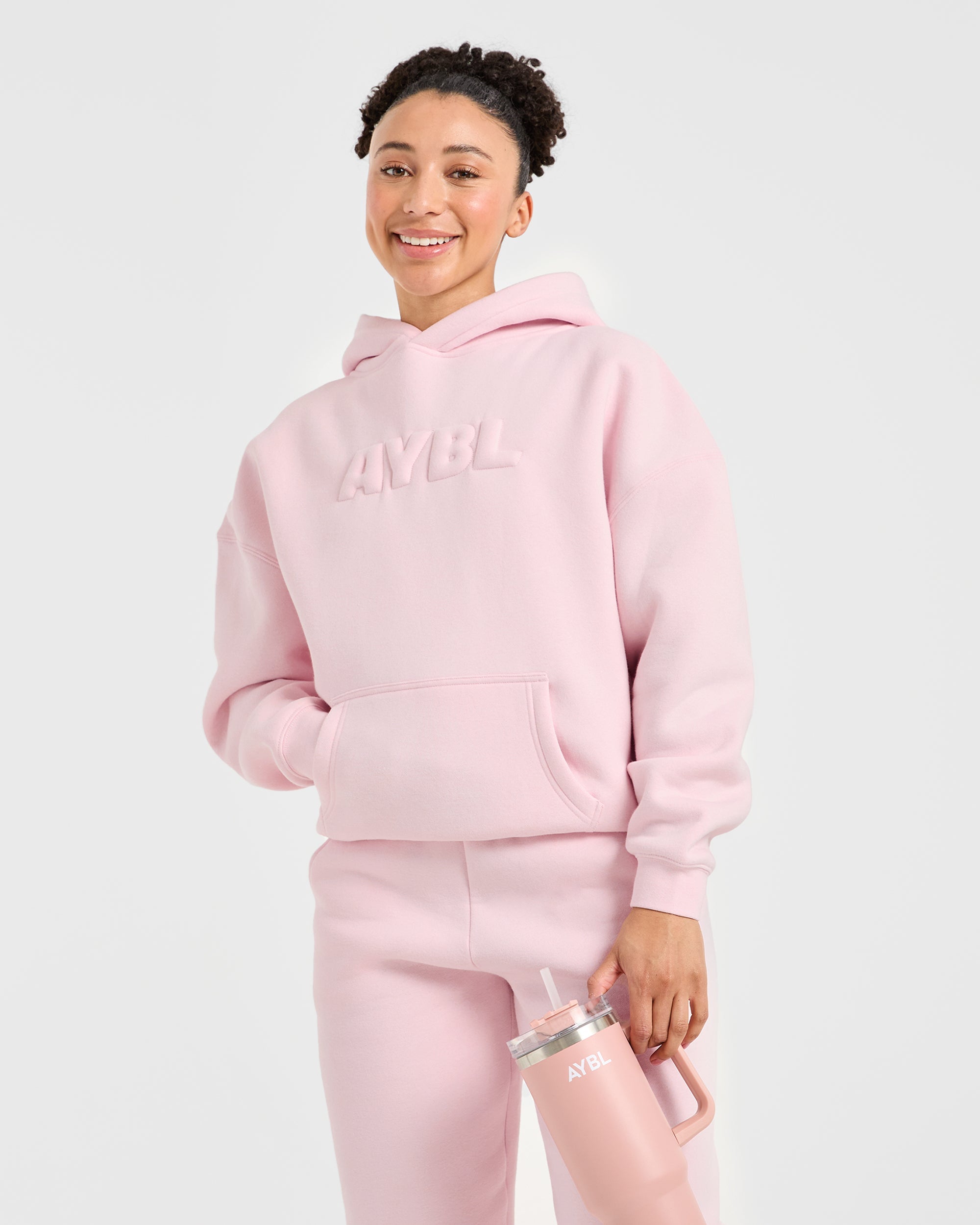 Classic Plush Oversized Hoodie - Pastel Pink