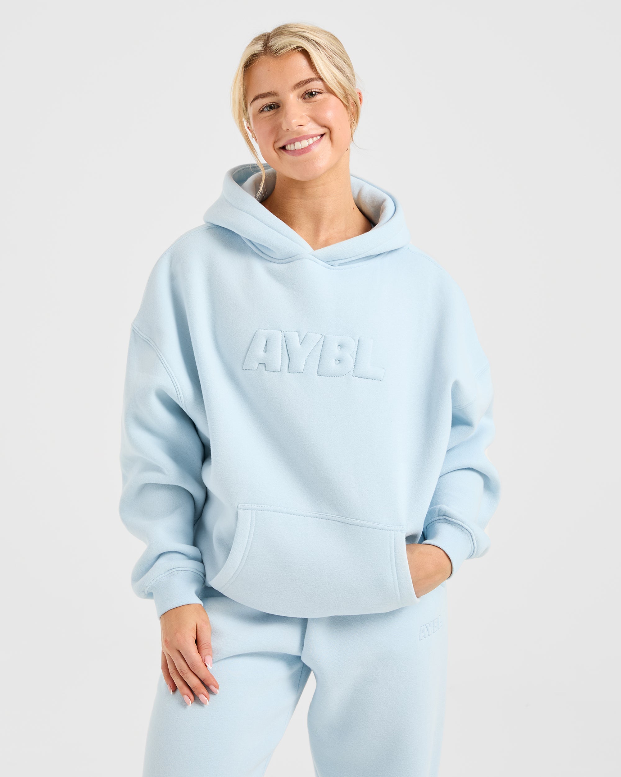 Classic Plush Oversized Hoodie - Pastel Blue