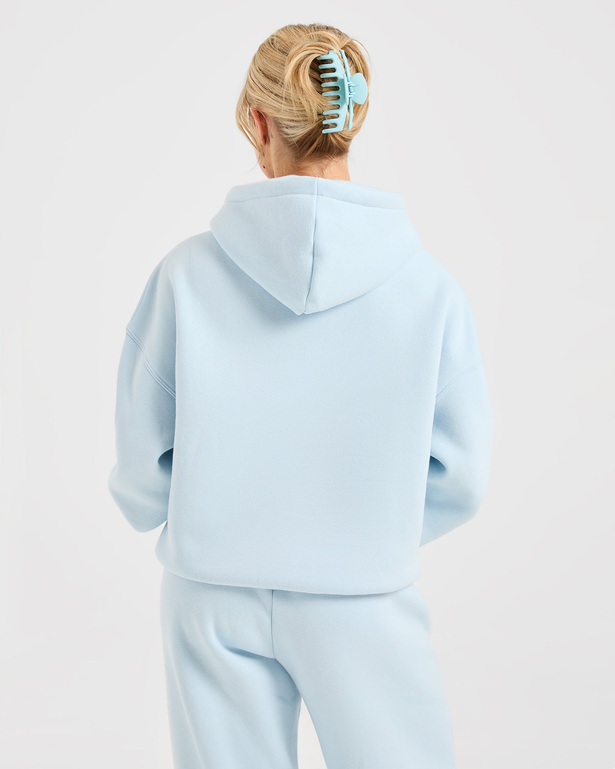 Classic Plush Oversized Hoodie - Pastel Blue