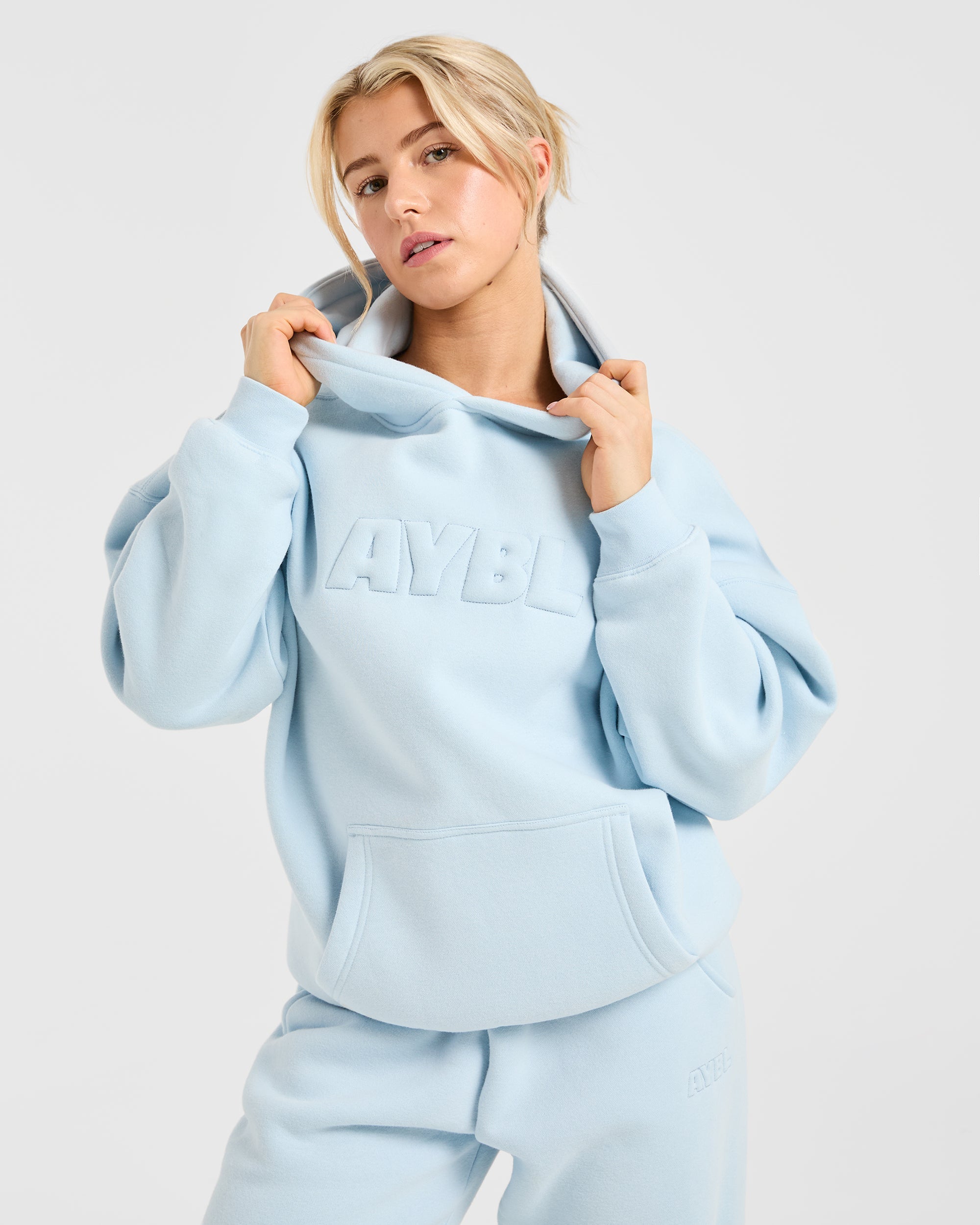 Classic Plush Oversized Hoodie - Pastel Blue