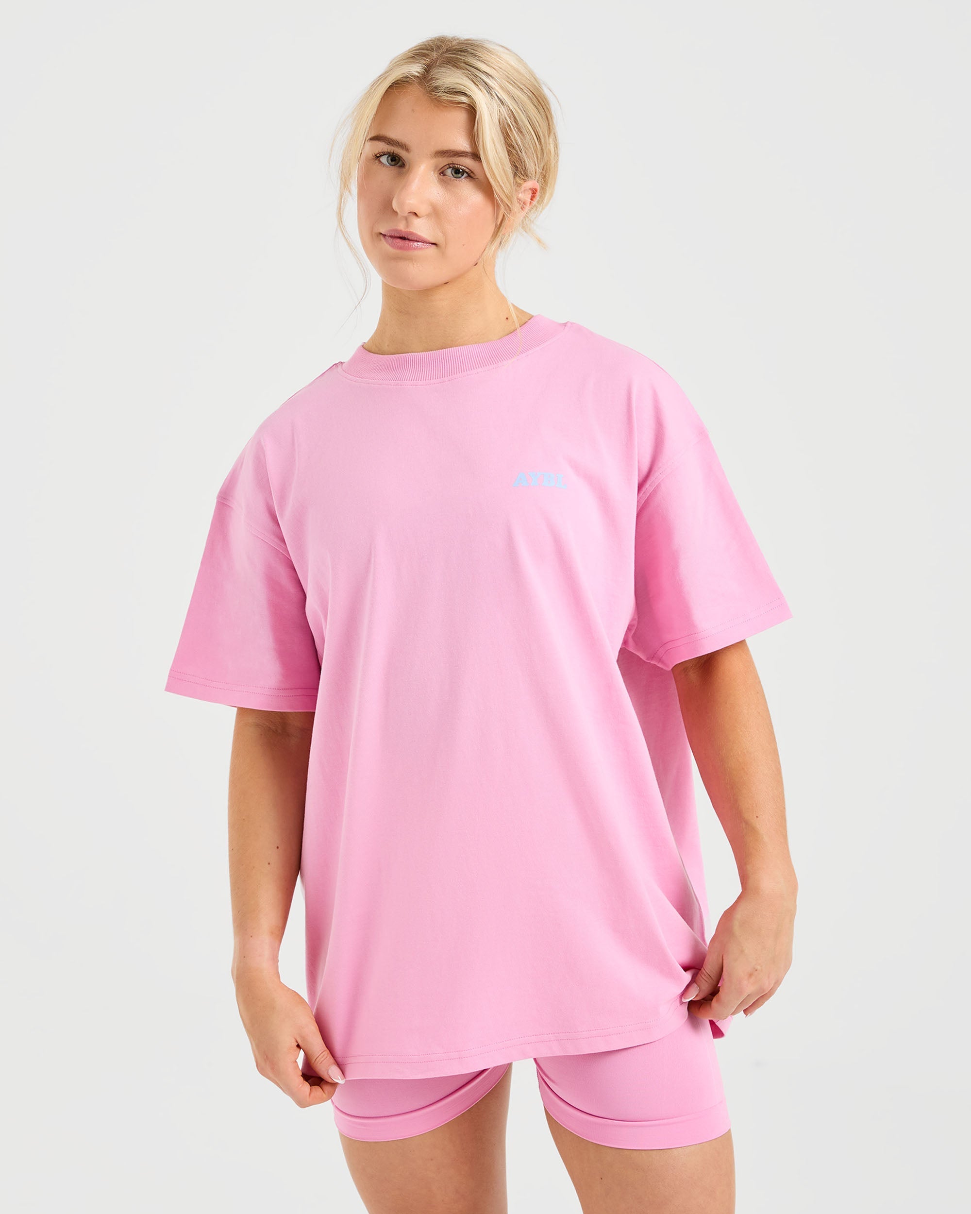 Sports Club Wavy Oversized T Shirt - Baby Pink