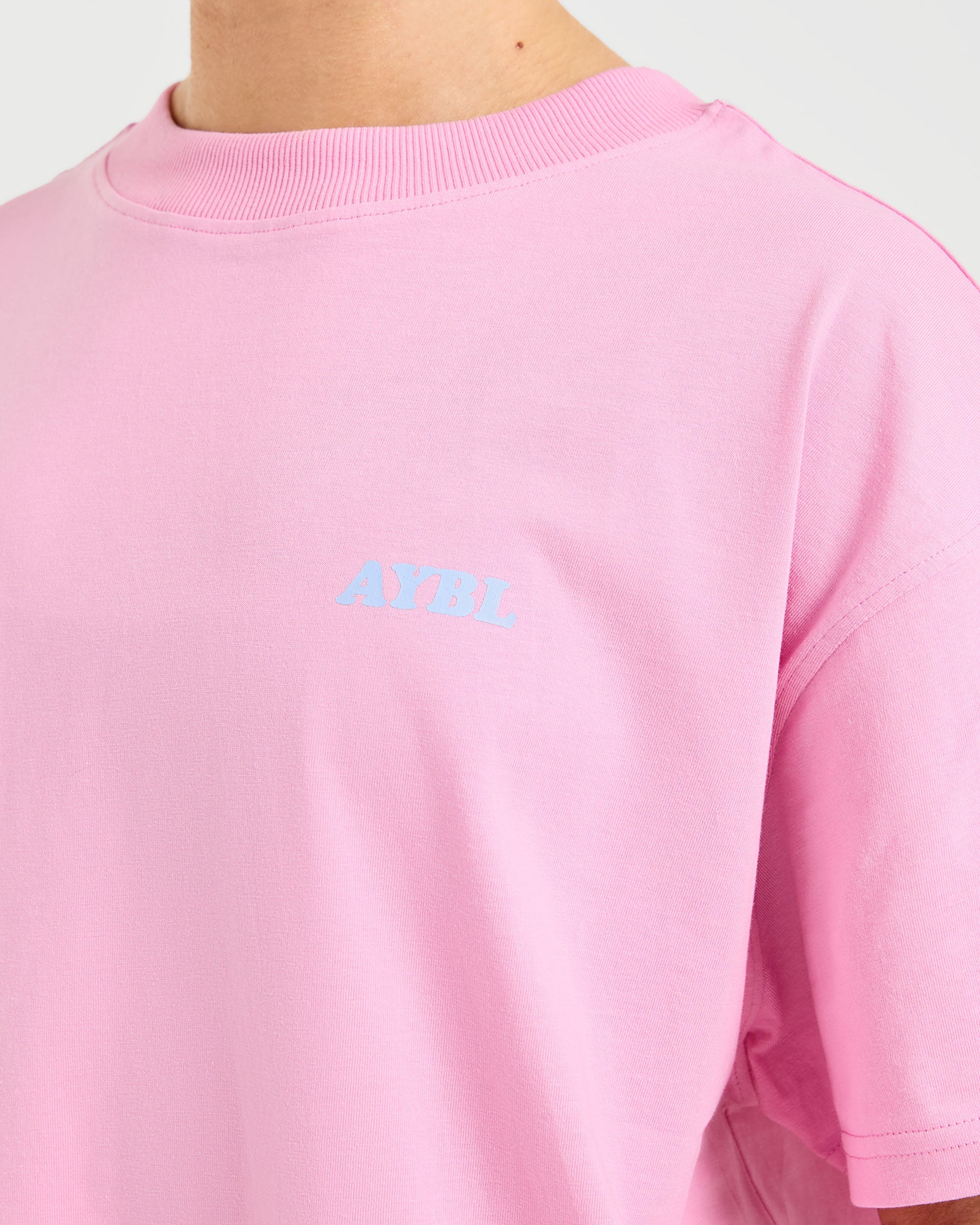 Sports Club Wavy Oversized T Shirt - Baby Pink