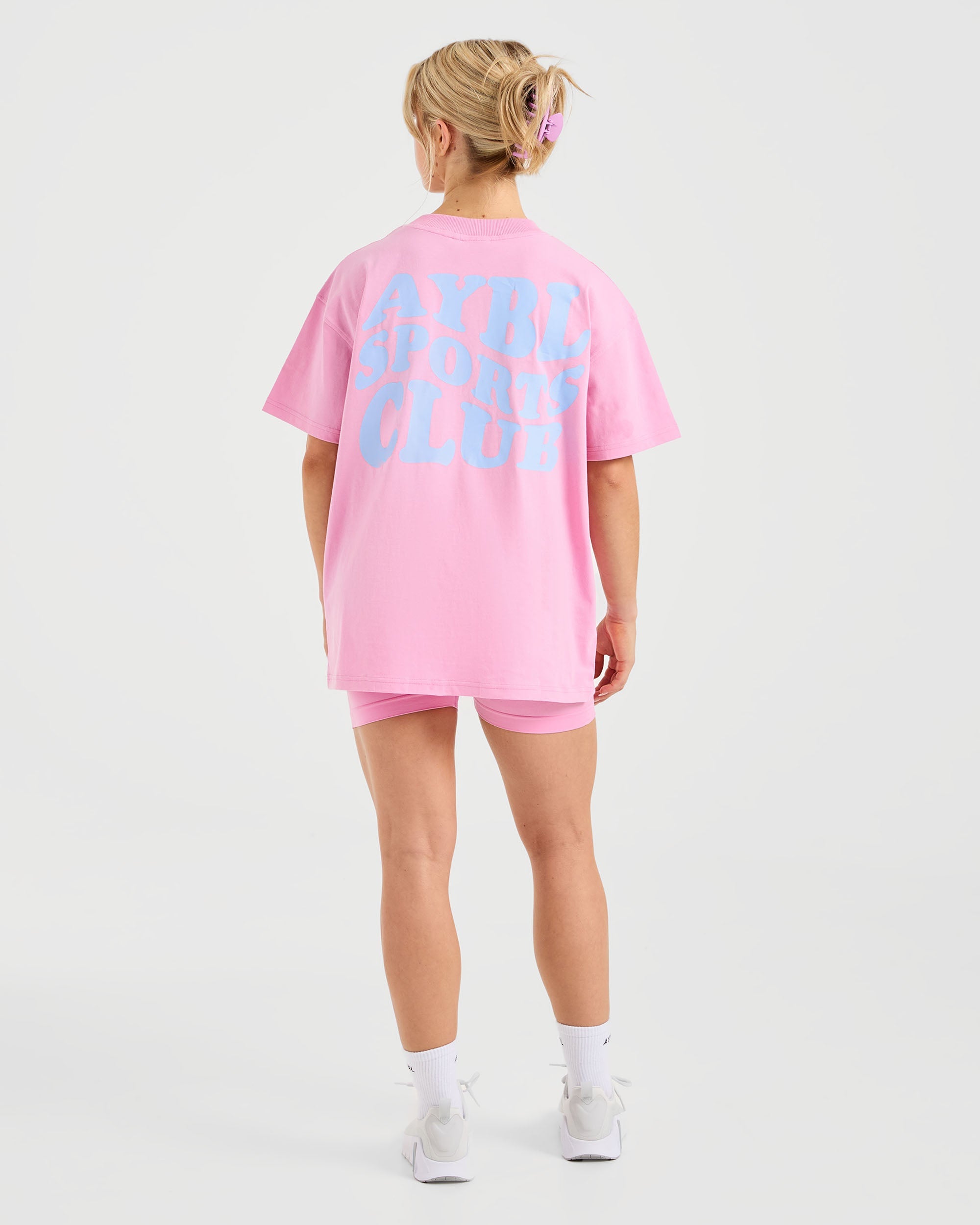 Sports Club Wavy Oversized T Shirt - Baby Pink