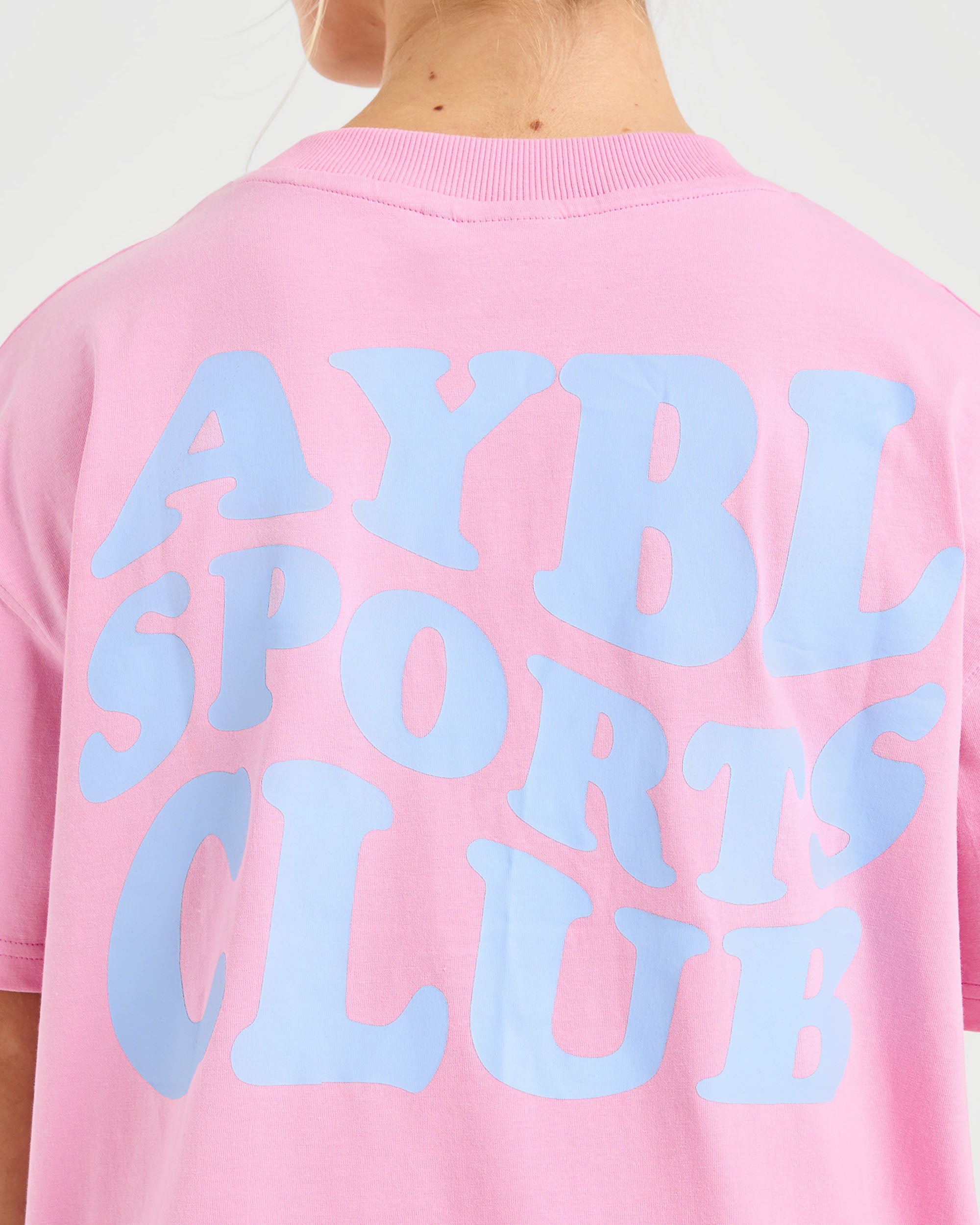 Sports Club Wavy Oversized T Shirt - Baby Pink