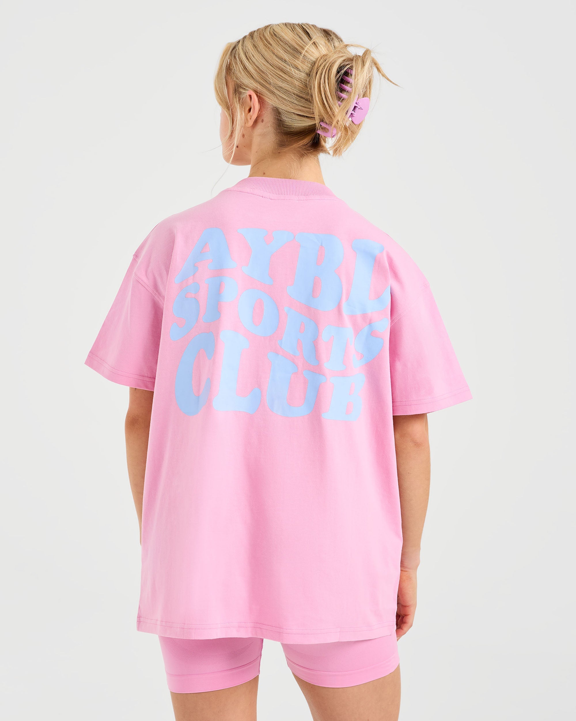 Sports Club Wavy Oversized T Shirt - Baby Pink