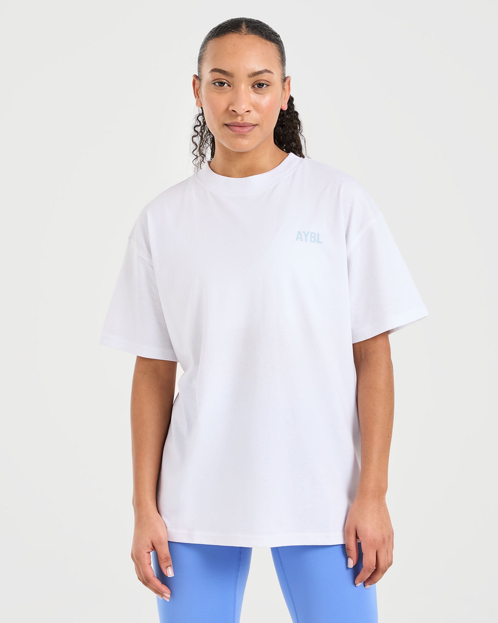 Show Up Oversized T Shirt - White/Blue