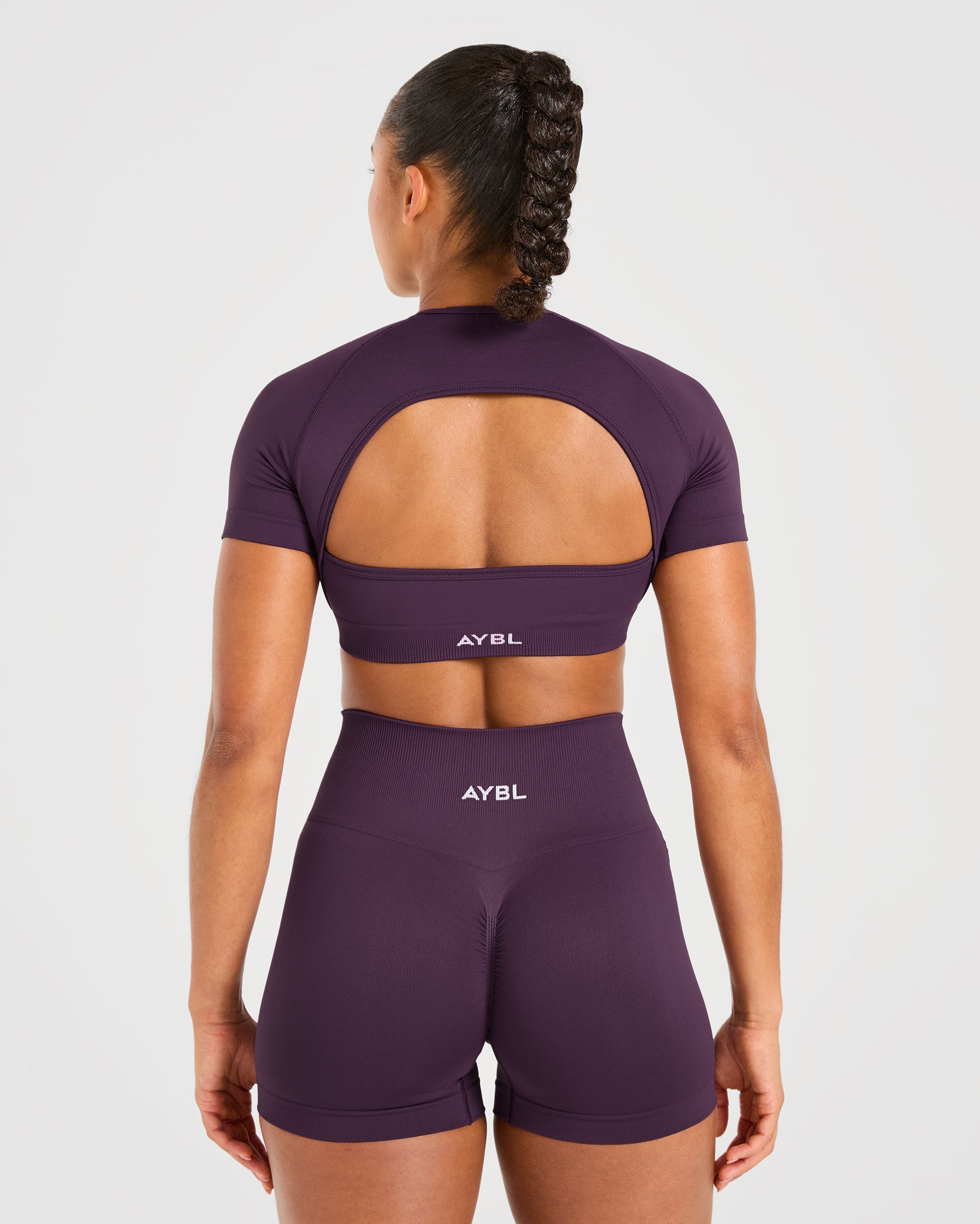 Power Seamless Crop Top - Grape Wine