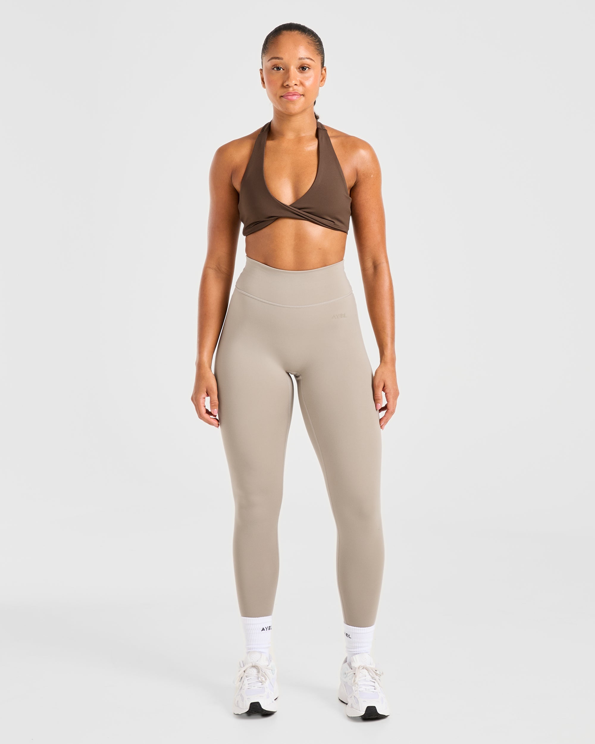 Essential Halterneck Sports Bra - Deep Cocoa Brown