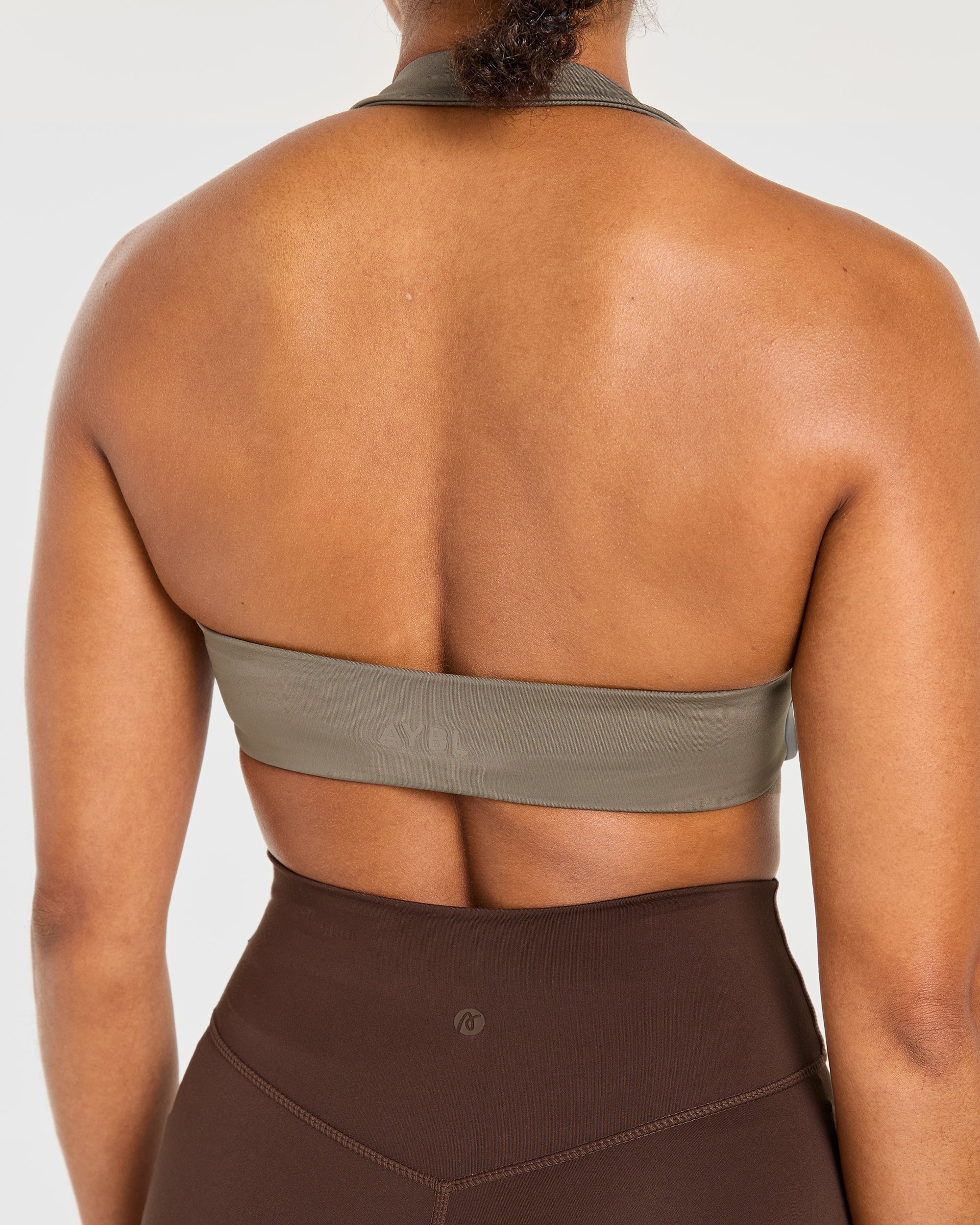 Essential Halterneck Sports Bra - Mocha Brown