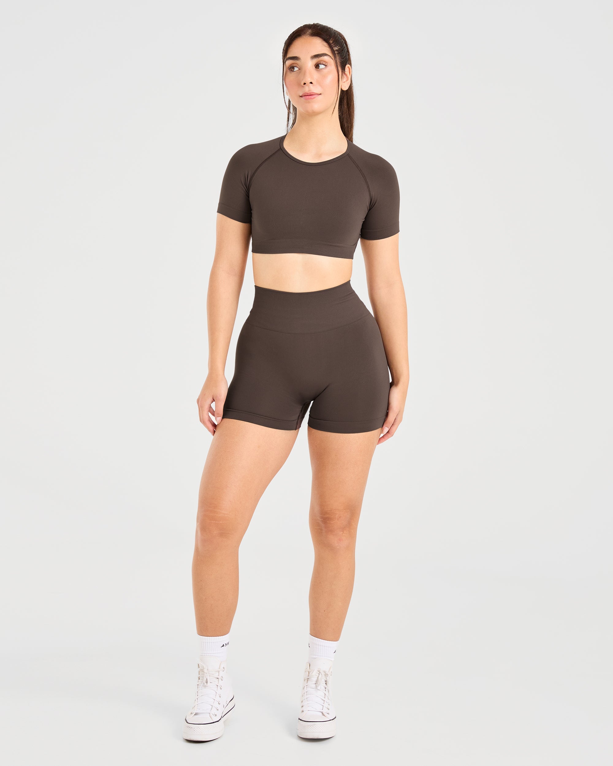 Power Seamless Crop Top - Chestnut Brown