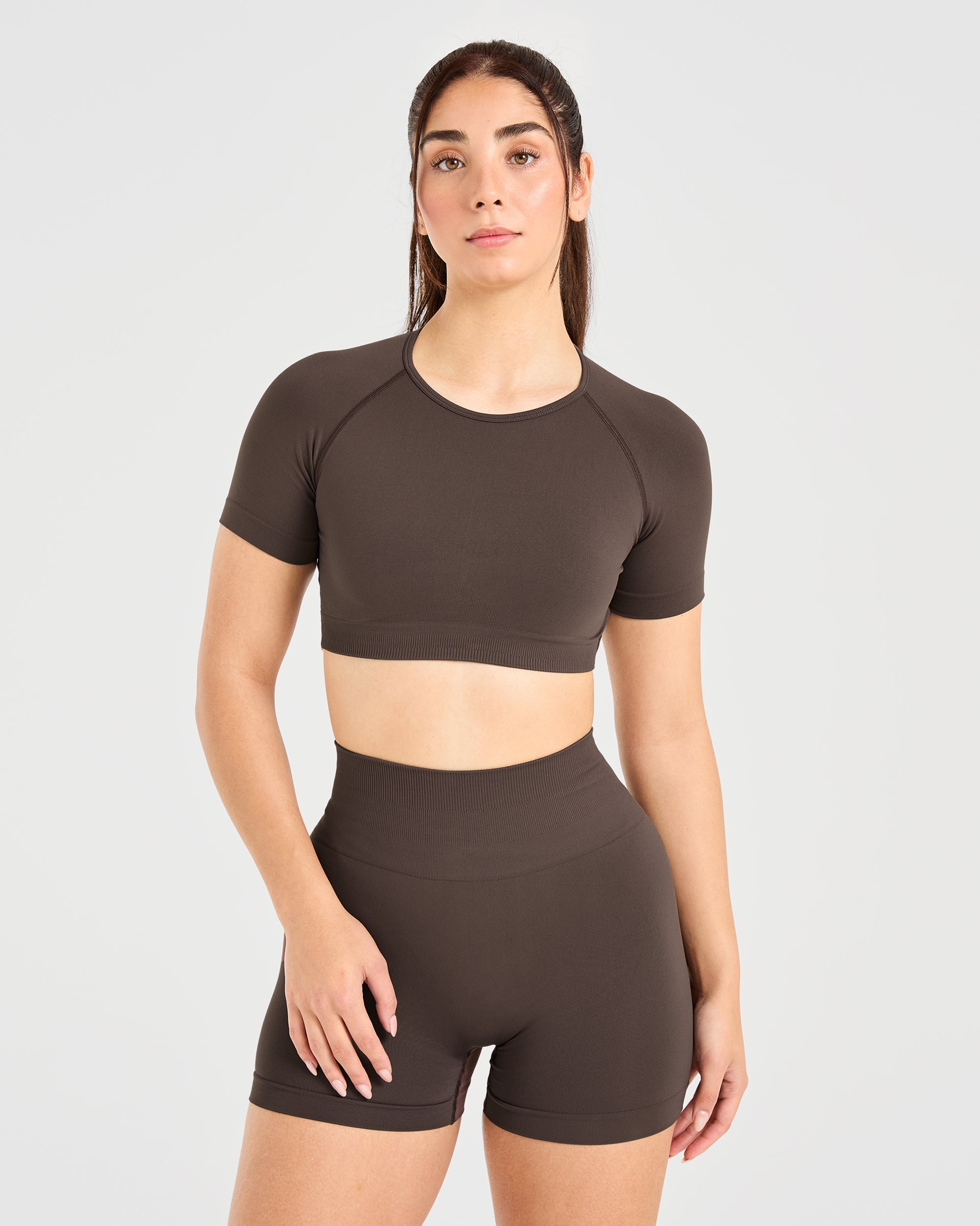 Power Seamless Crop Top - Chestnut Brown