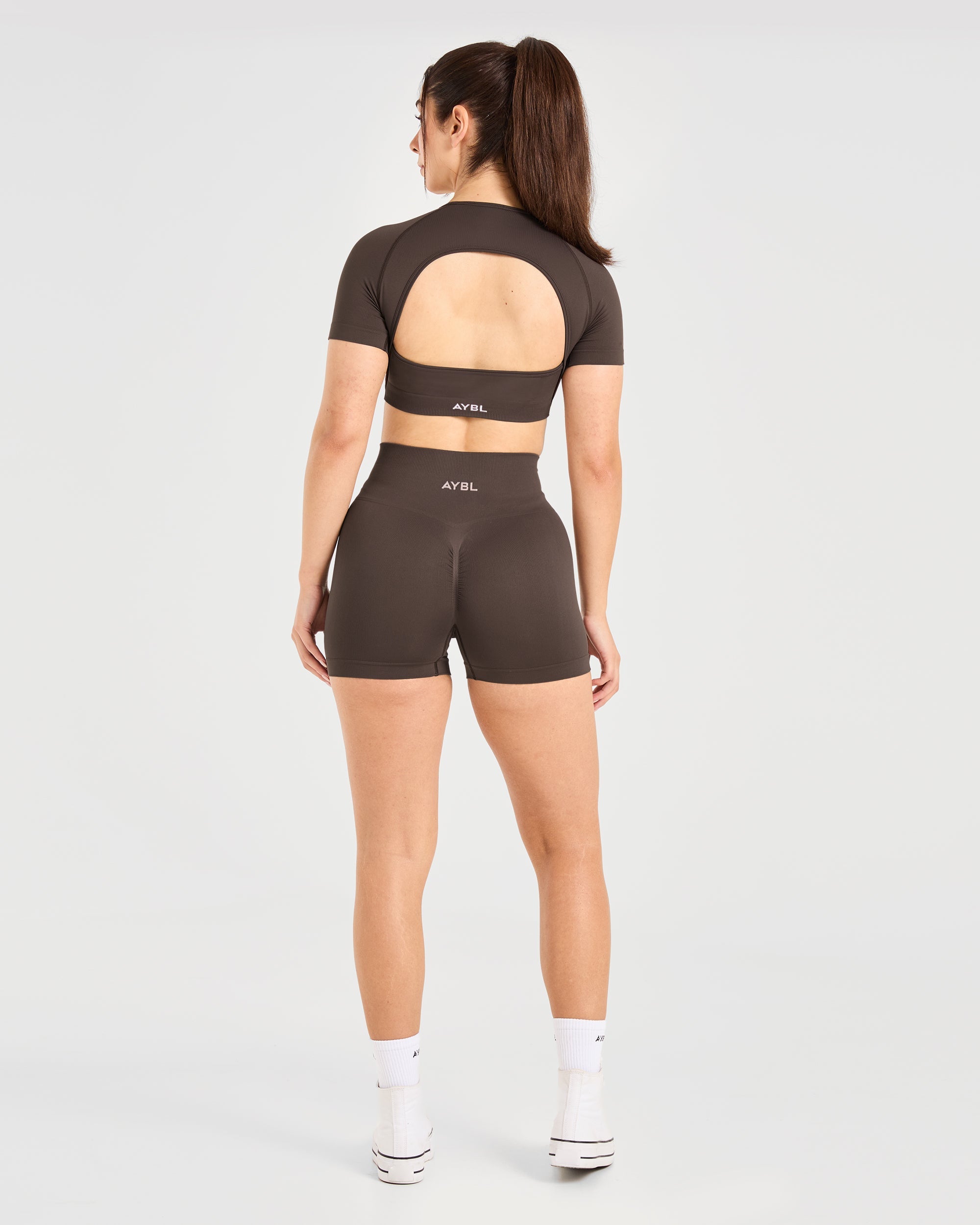 Power Seamless Crop Top - Chestnut Brown