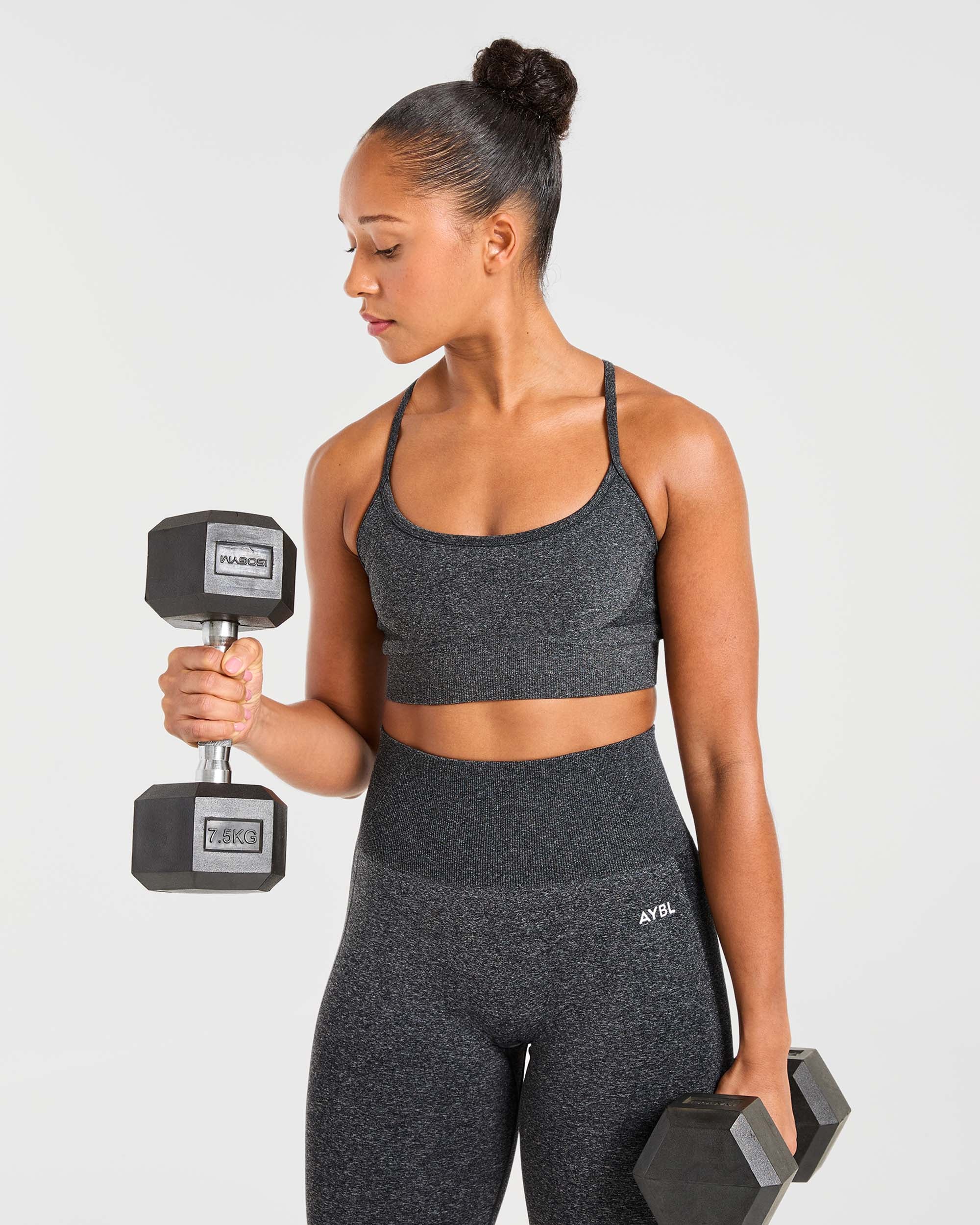 Empower Seamless Sports Bra - Black Marl