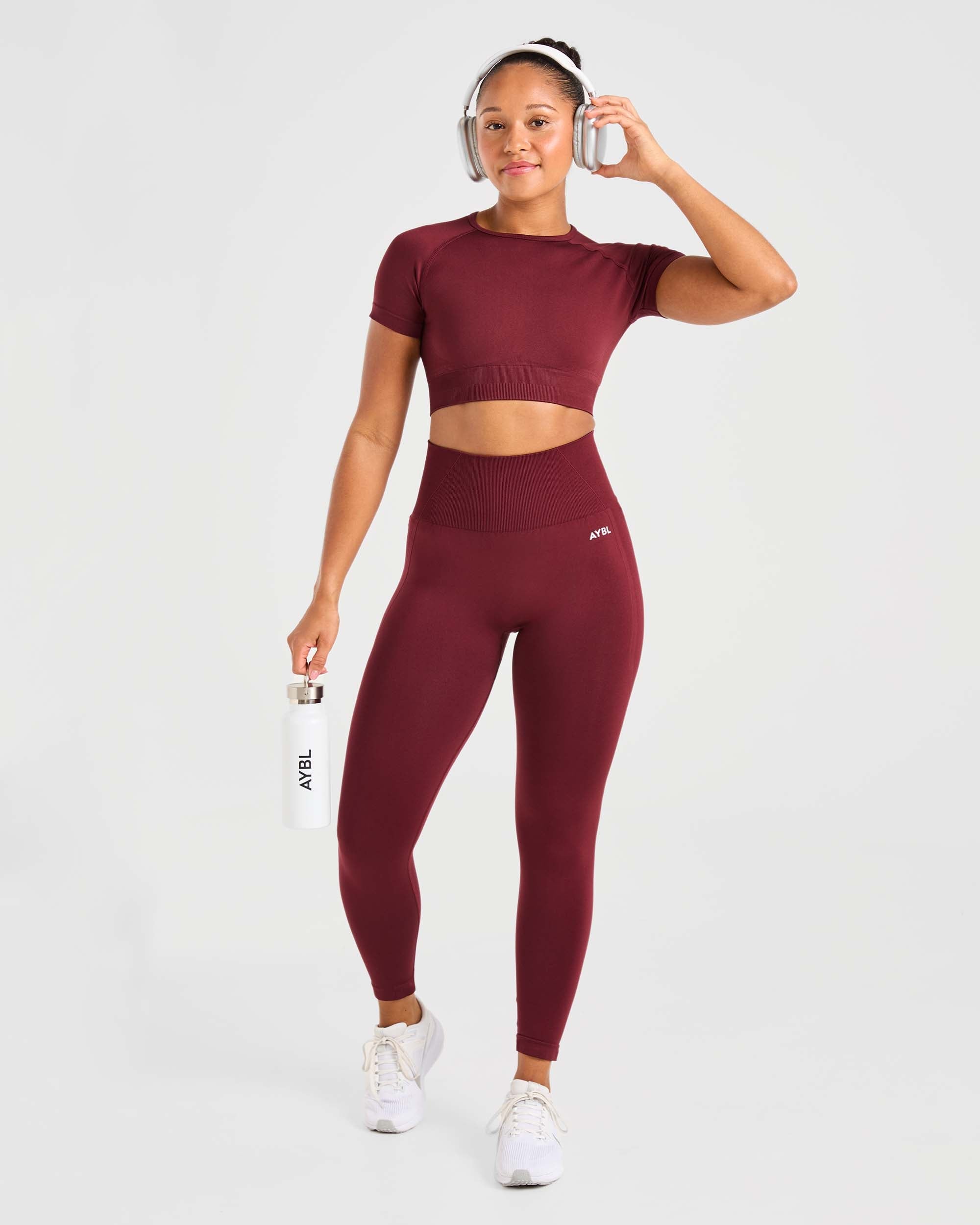 Empower Seamless Crop Top - Red Wine