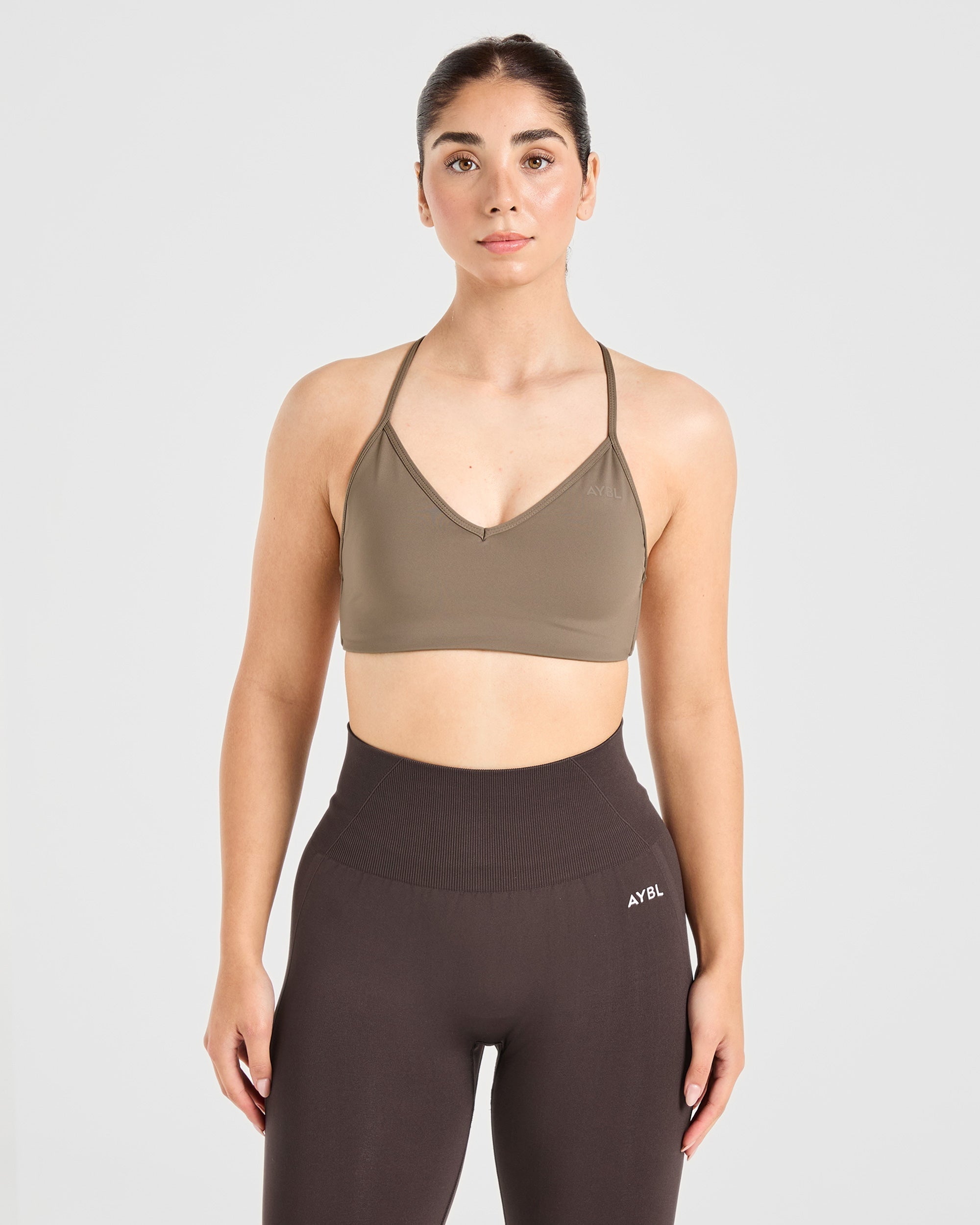 Essential Crossback Sports Bra - Mocha Brown