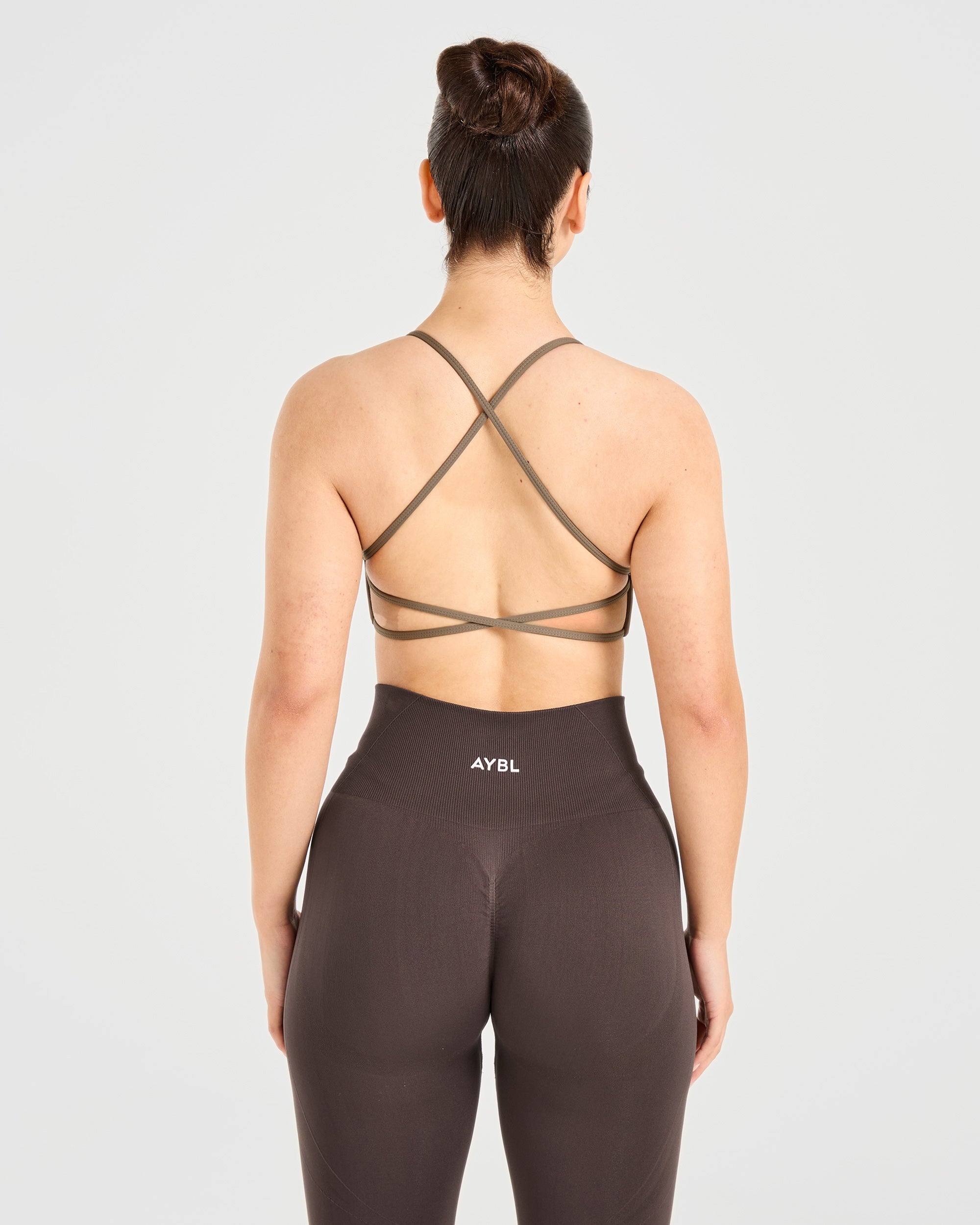 Essential Crossback Sports Bra - Mocha Brown