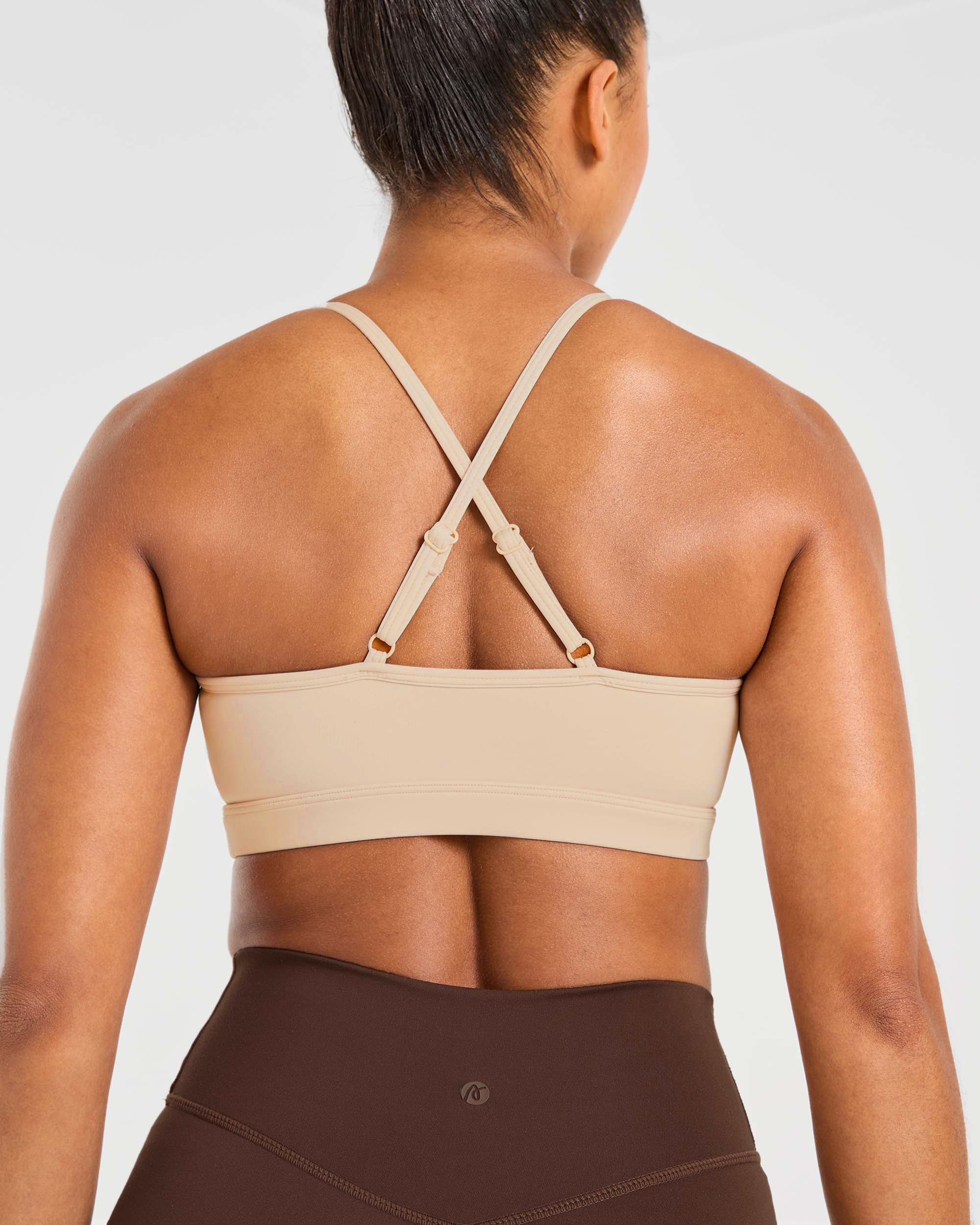 Essential V Neck Sports Bra - Mocha