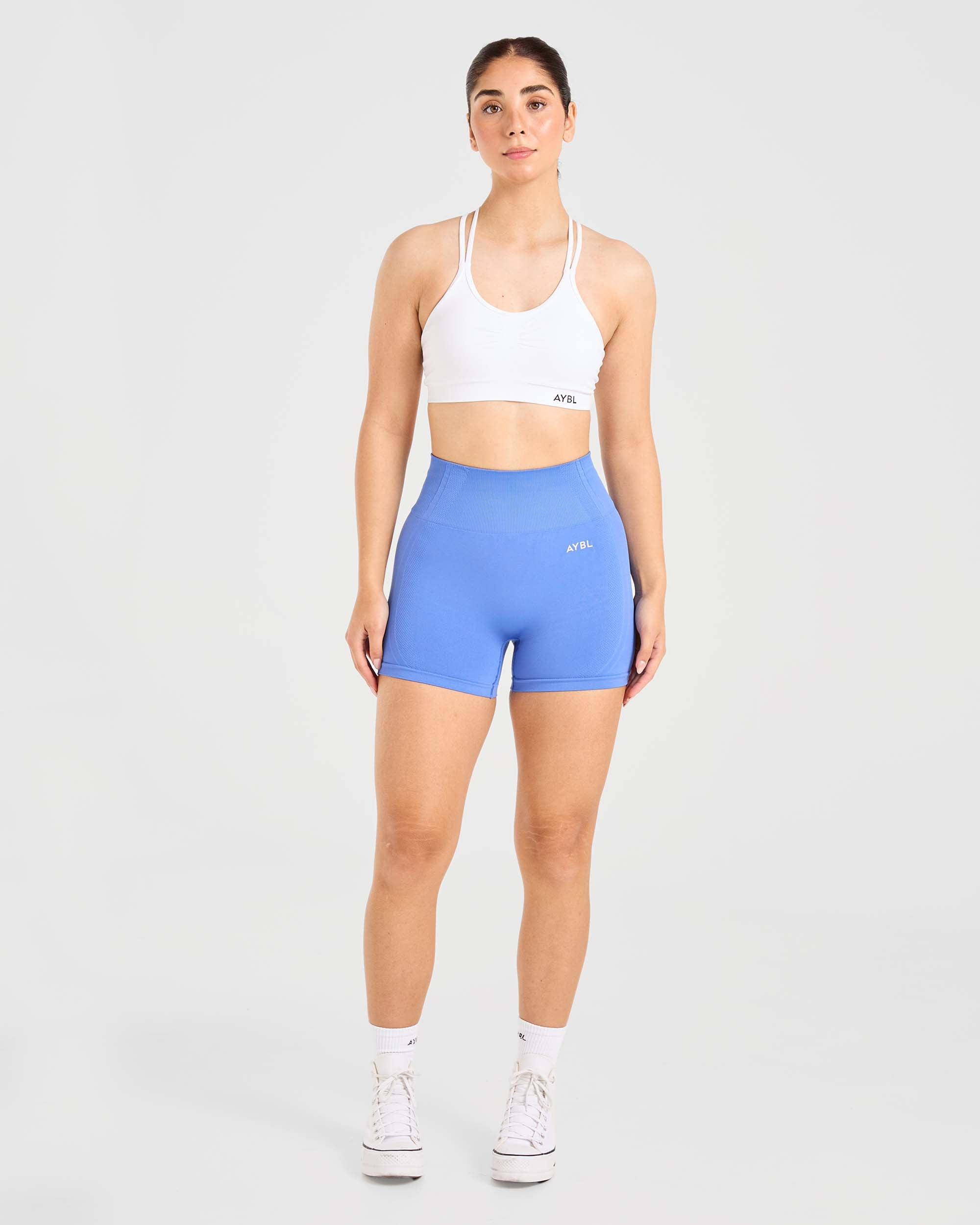 Essential Seamless Ruched Sports Bra - White