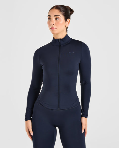 美品　L'ART SPORT PLUS BLACK JACKET Plus Black Sculpt Ruched Front Zip Up Sport Jacket