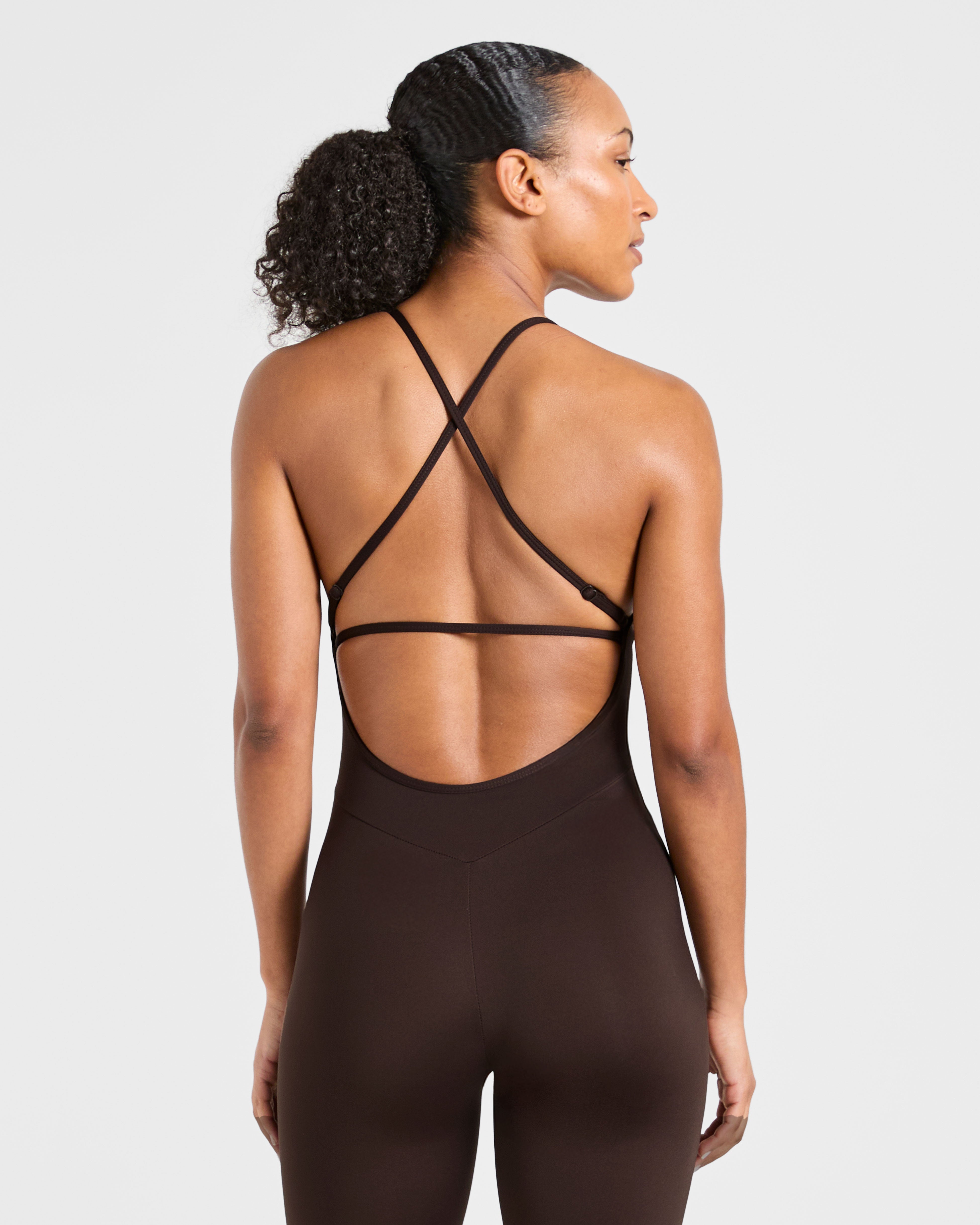 Sculpt Backless Flared All In One - Deep Cocoa Brown