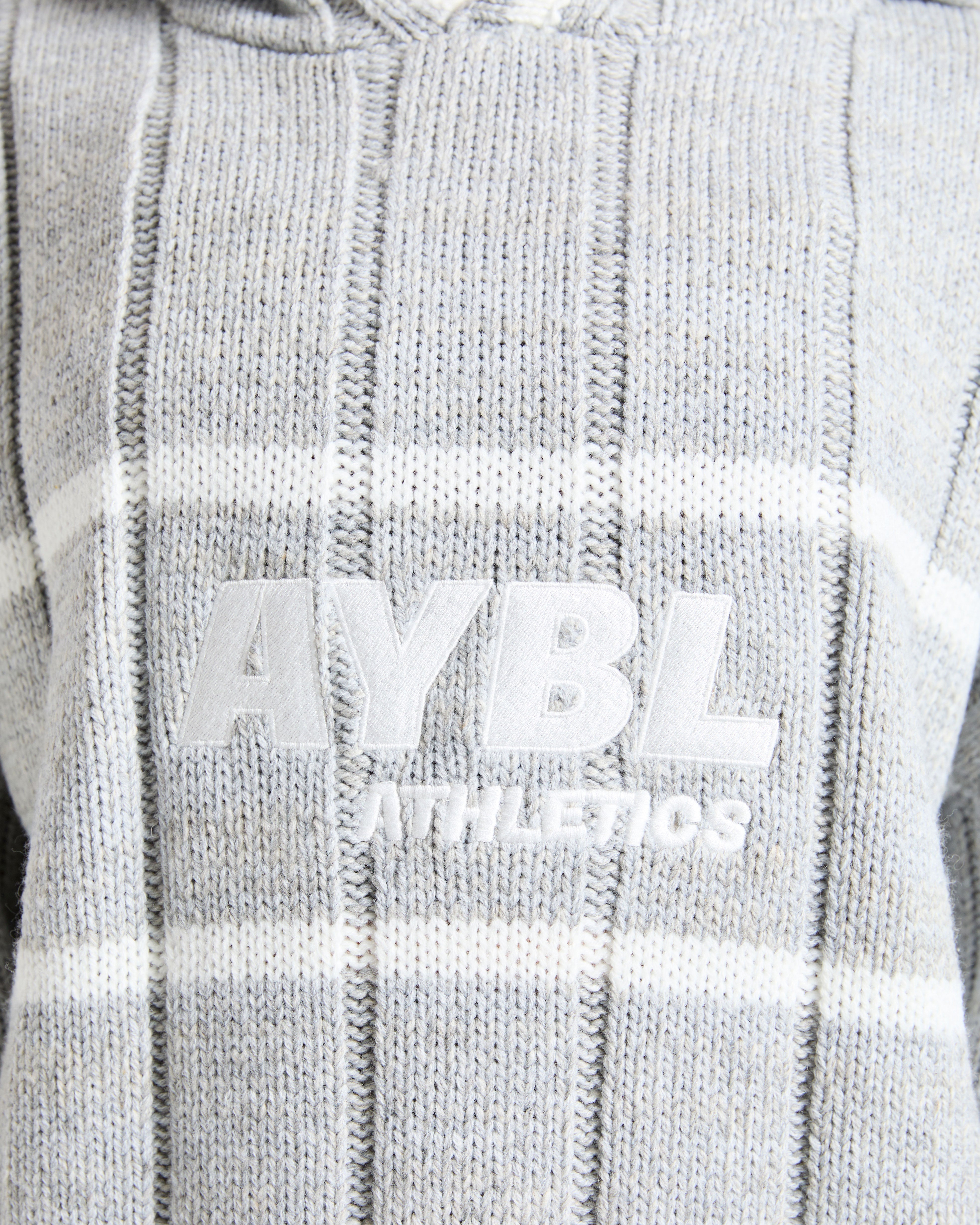 Athletics Oversized Knitted Hoodie - Grey Marl