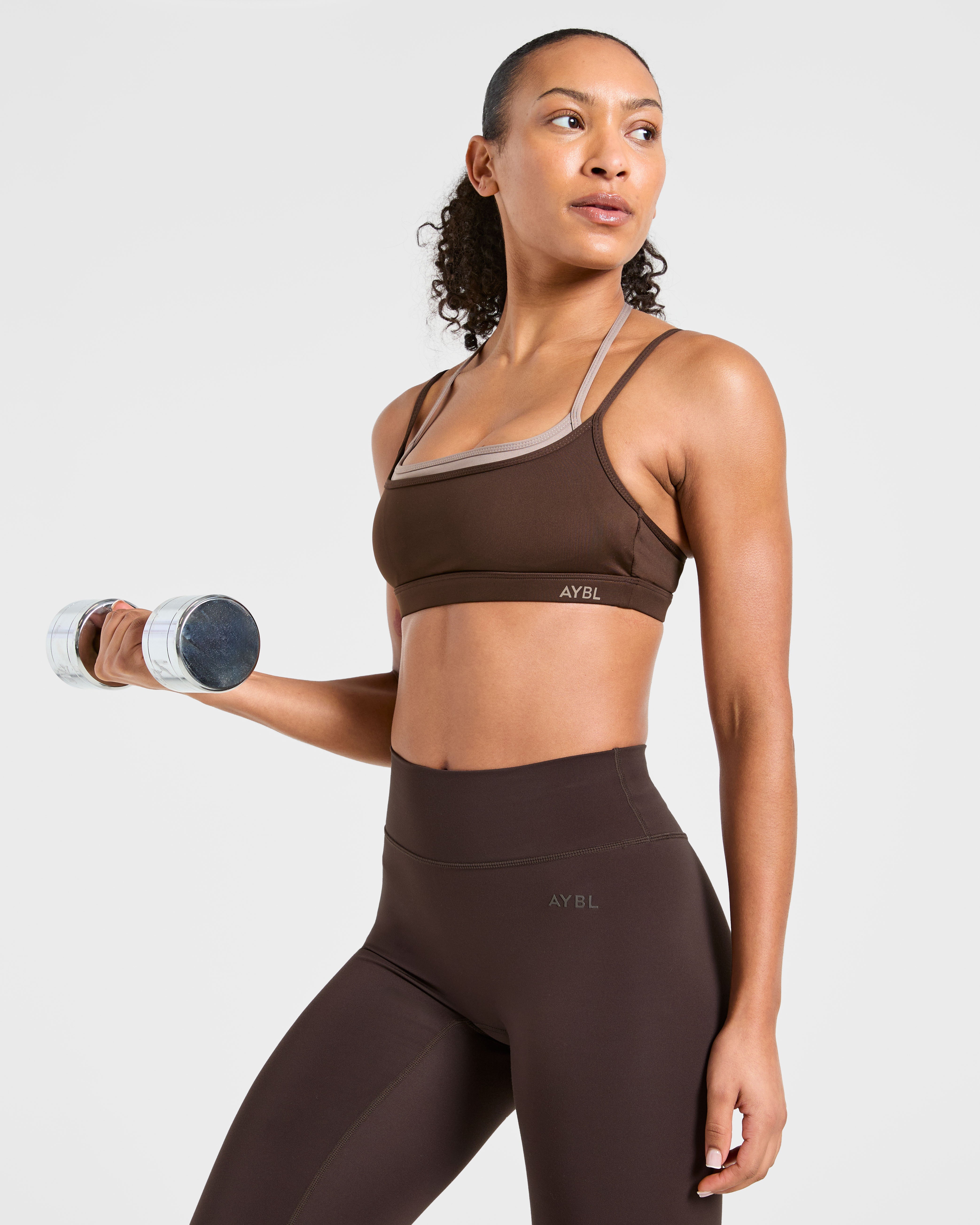 Essential Double Layer Sports Bra - Brown