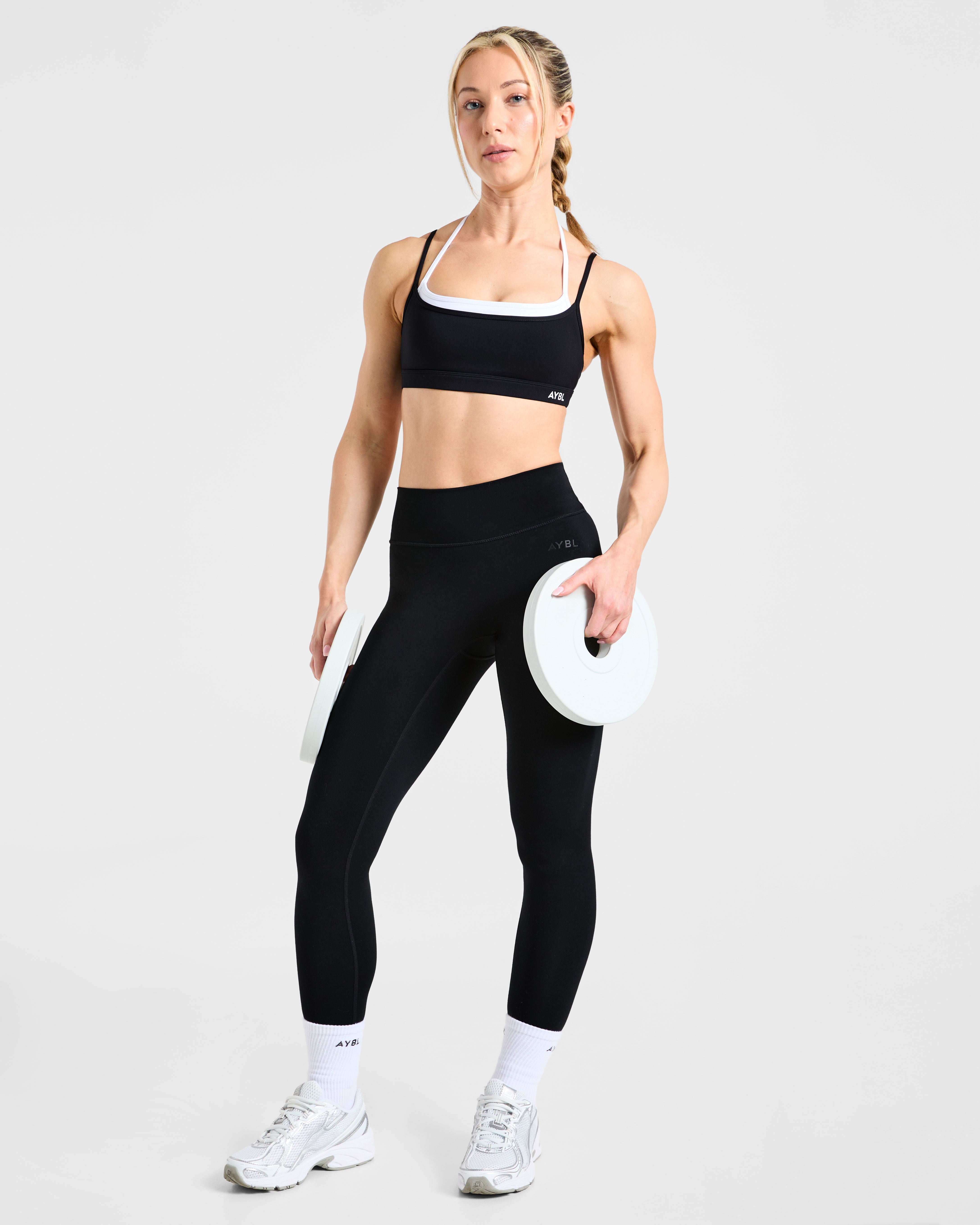 Essential Double Layer Sports Bra - Black/White