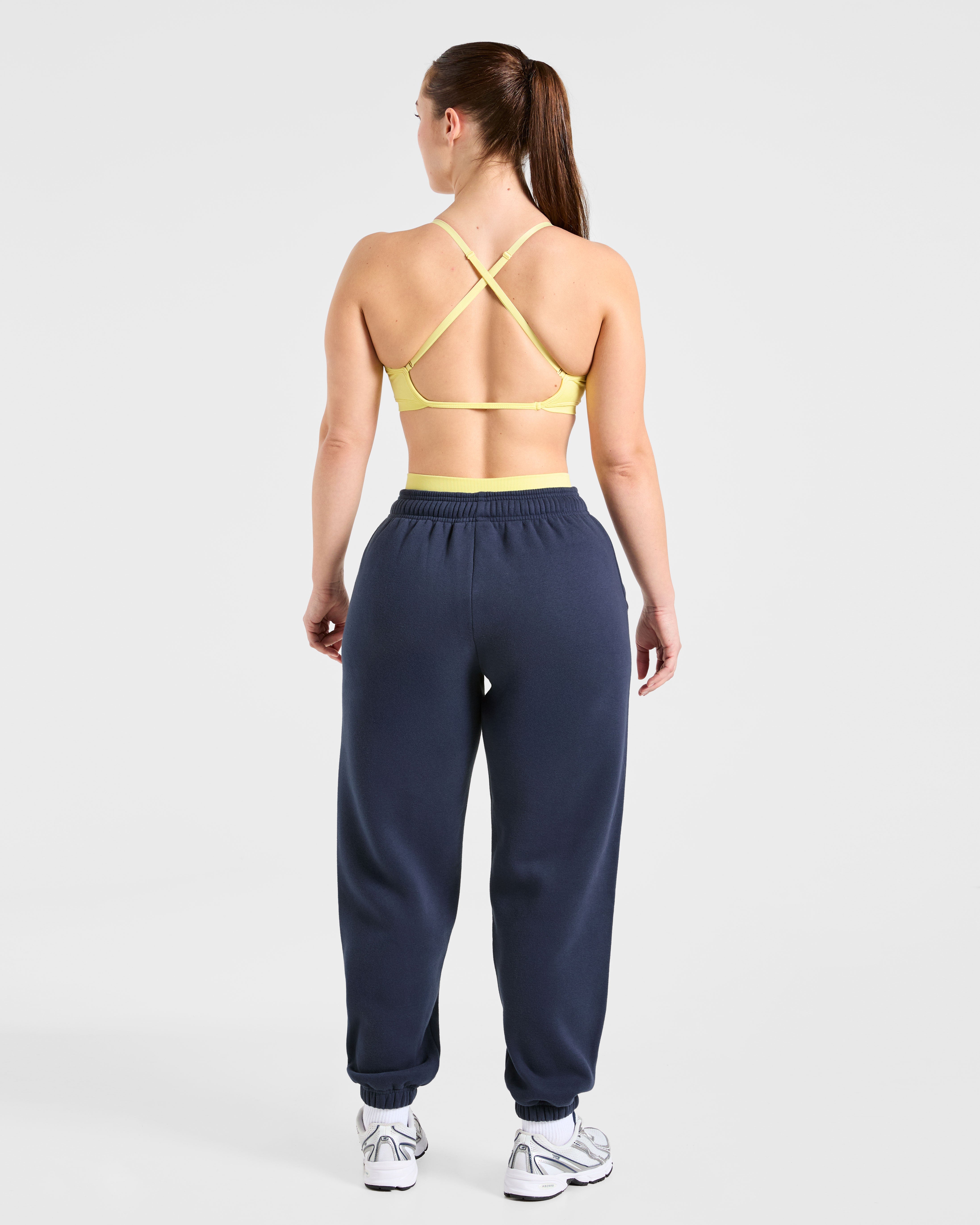 Retro Athletics Oversized Joggers - Navy/Yellow