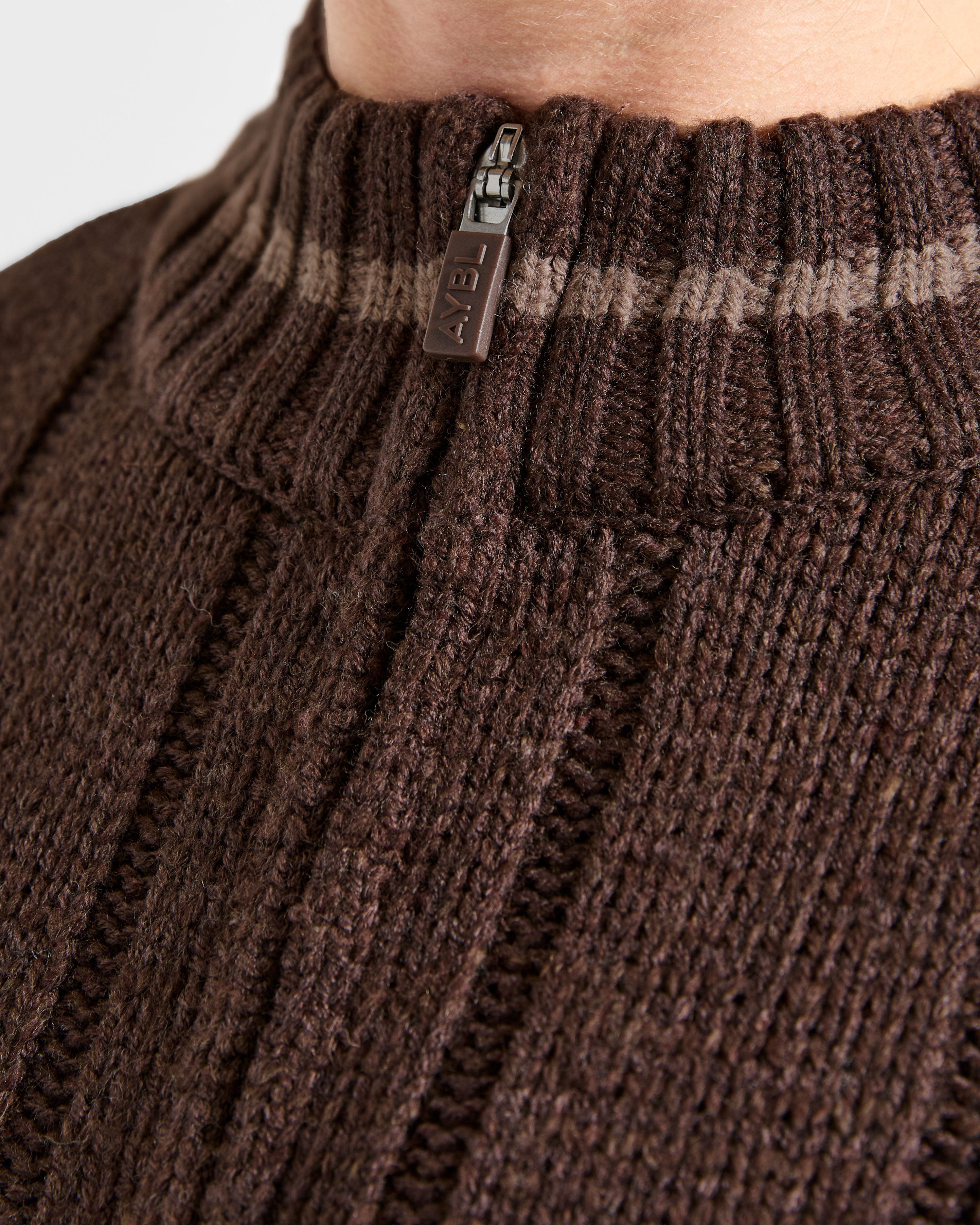 Athletics Oversized Knitted 1/4 Zip - Brown