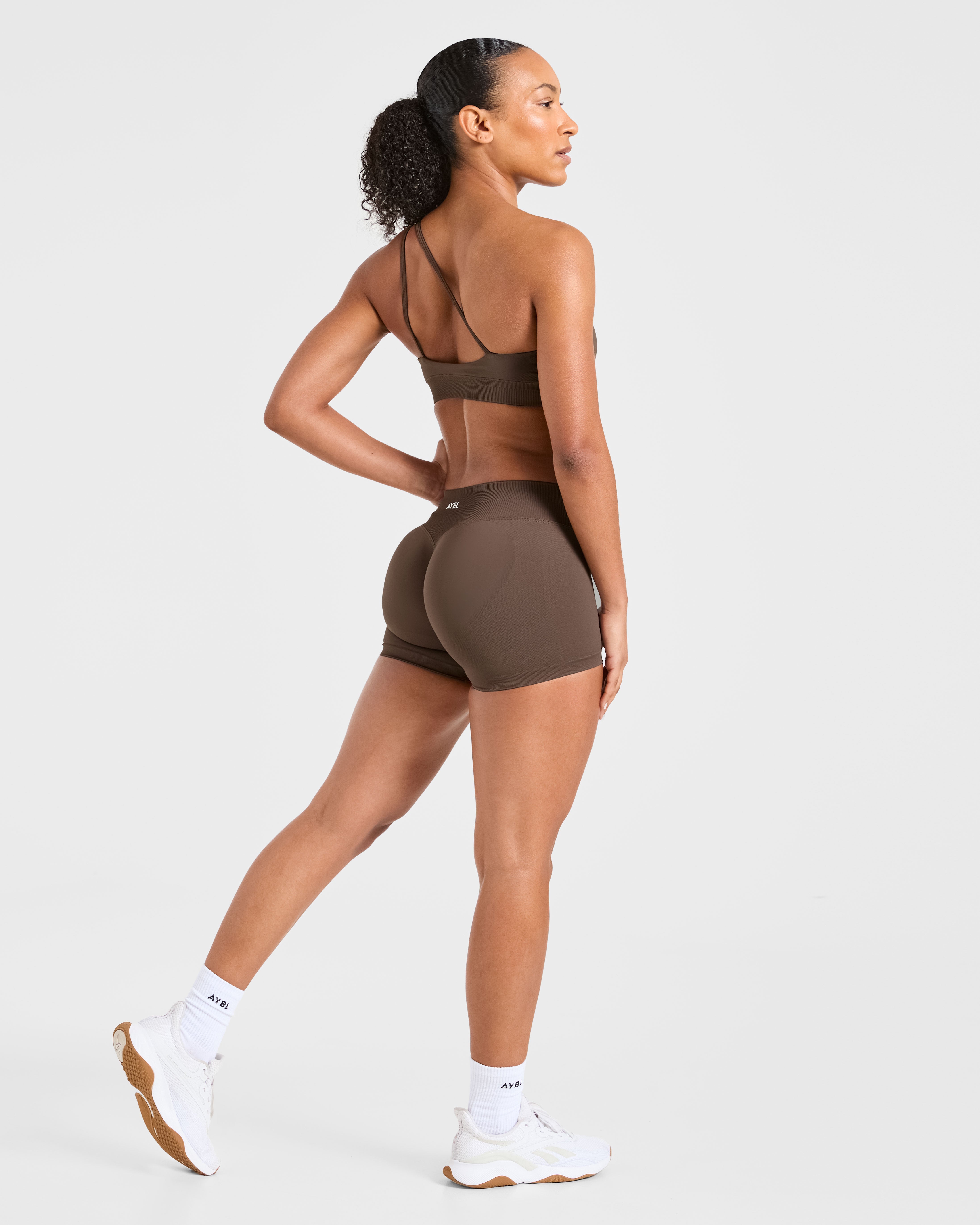 Enhance Seamless One Shoulder Sports Bra - Brown