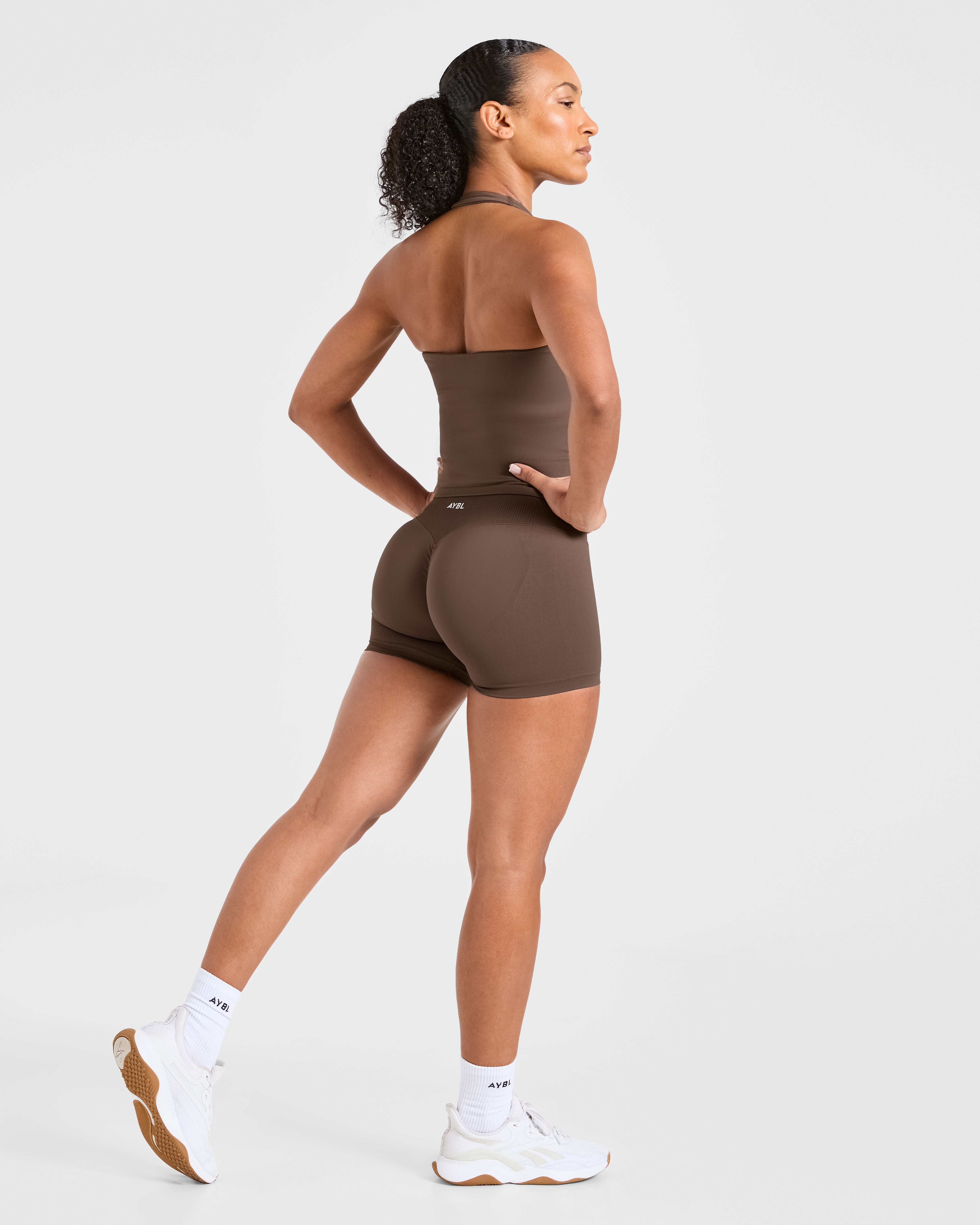 Enhance Seamless Halterneck Top - Brown