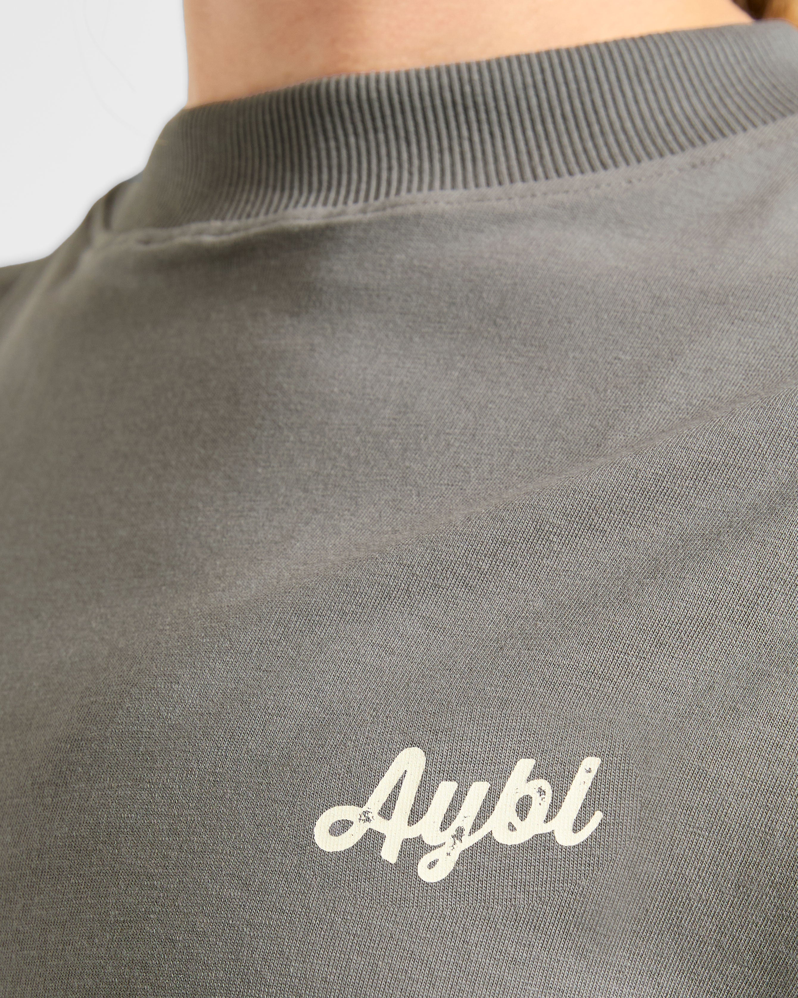 Retro Athletics Club Oversized T Shirt - Charcoal/Butter