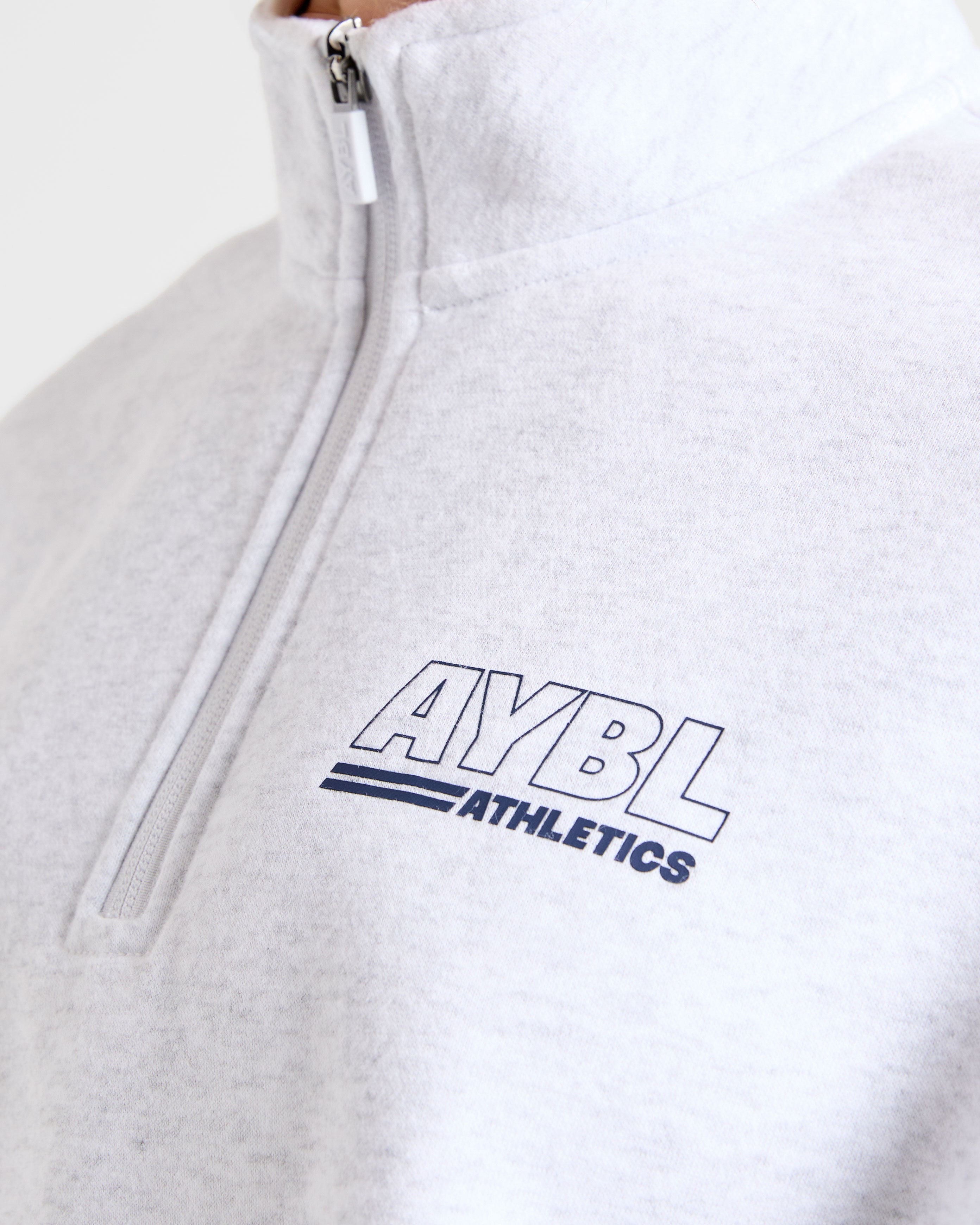 Athletics Track Oversized 1/4 Zip Pullover - Heather Grey/Navy