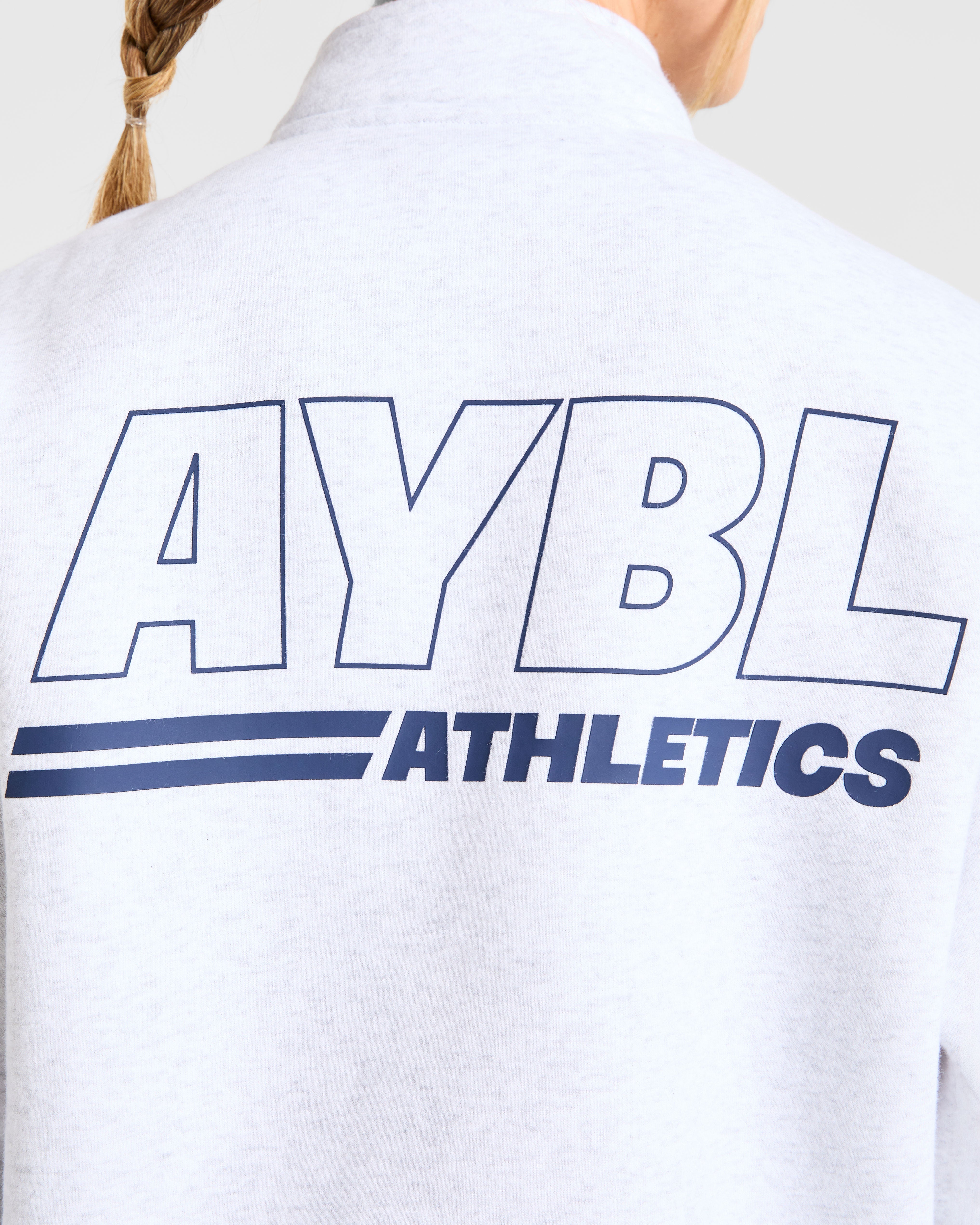 Athletics Track Oversized 1/4 Zip Pullover - Heather Grey/Navy